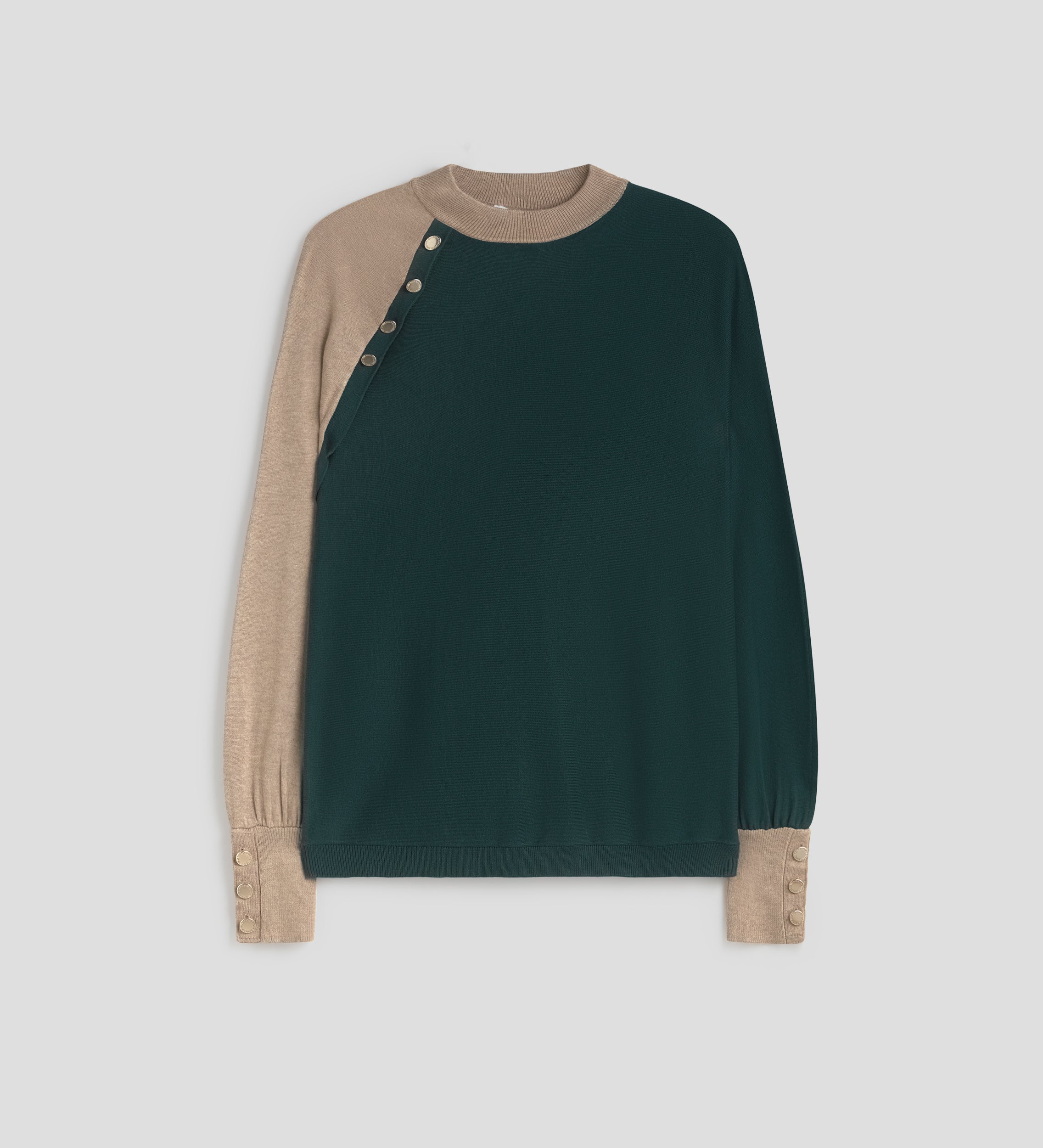 Pull boutonné bicolore