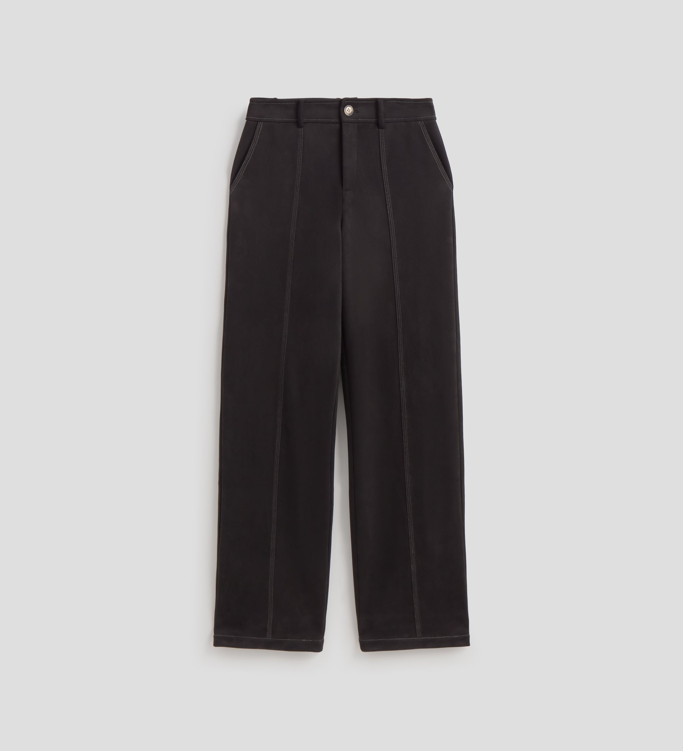 Suede pants with stitching
