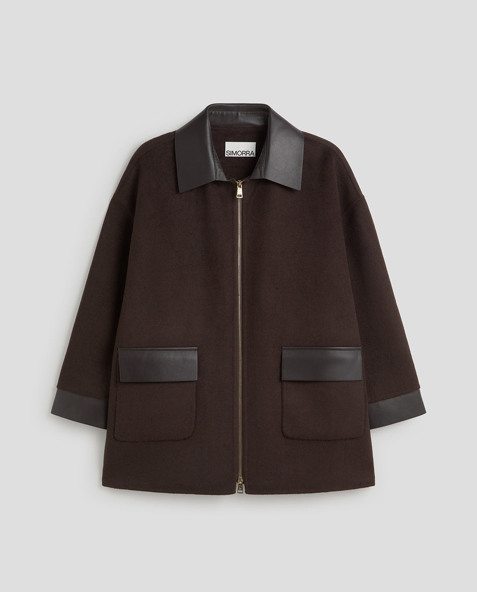 Bi-material wool jacket