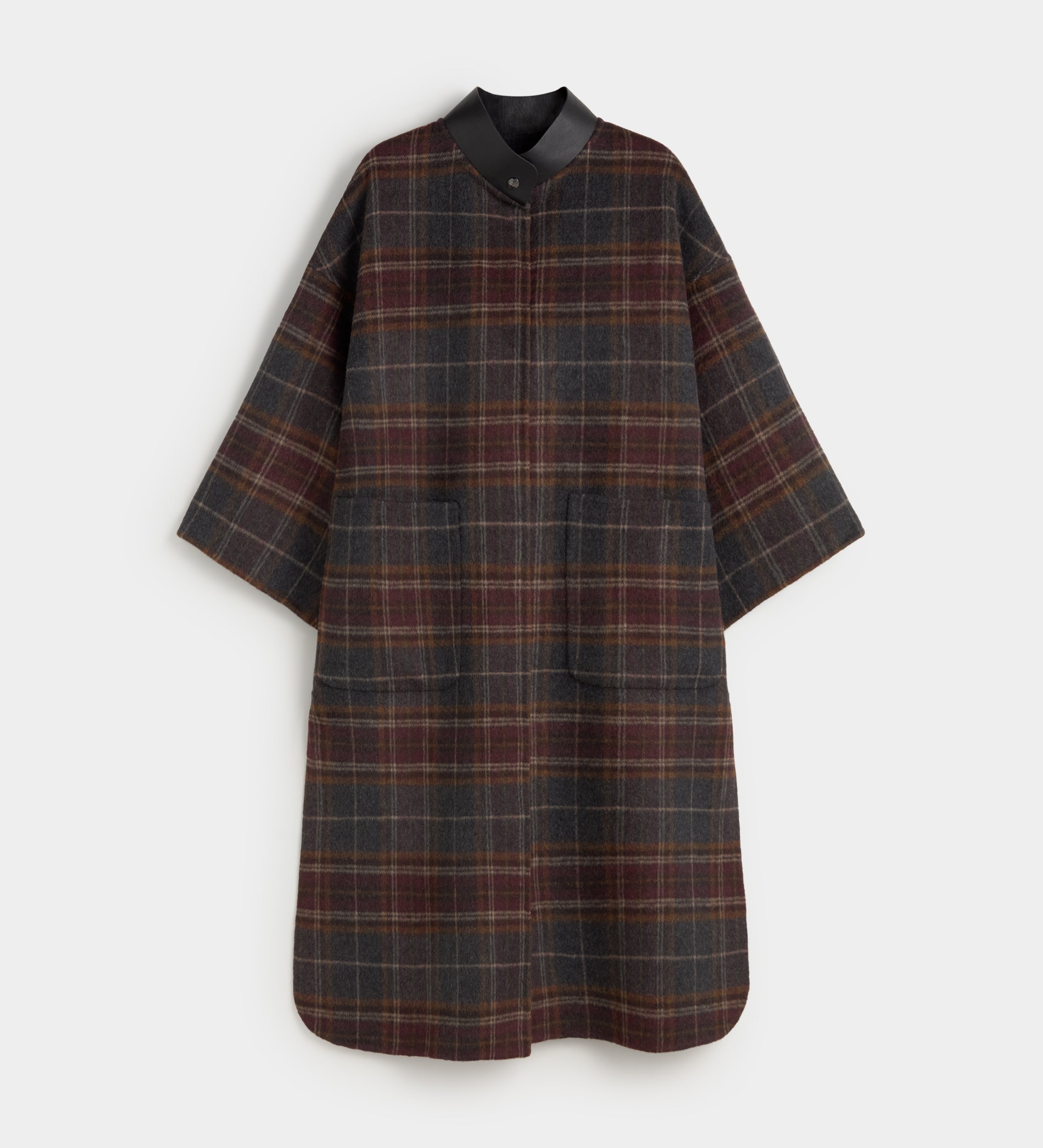 Reversible checked cape