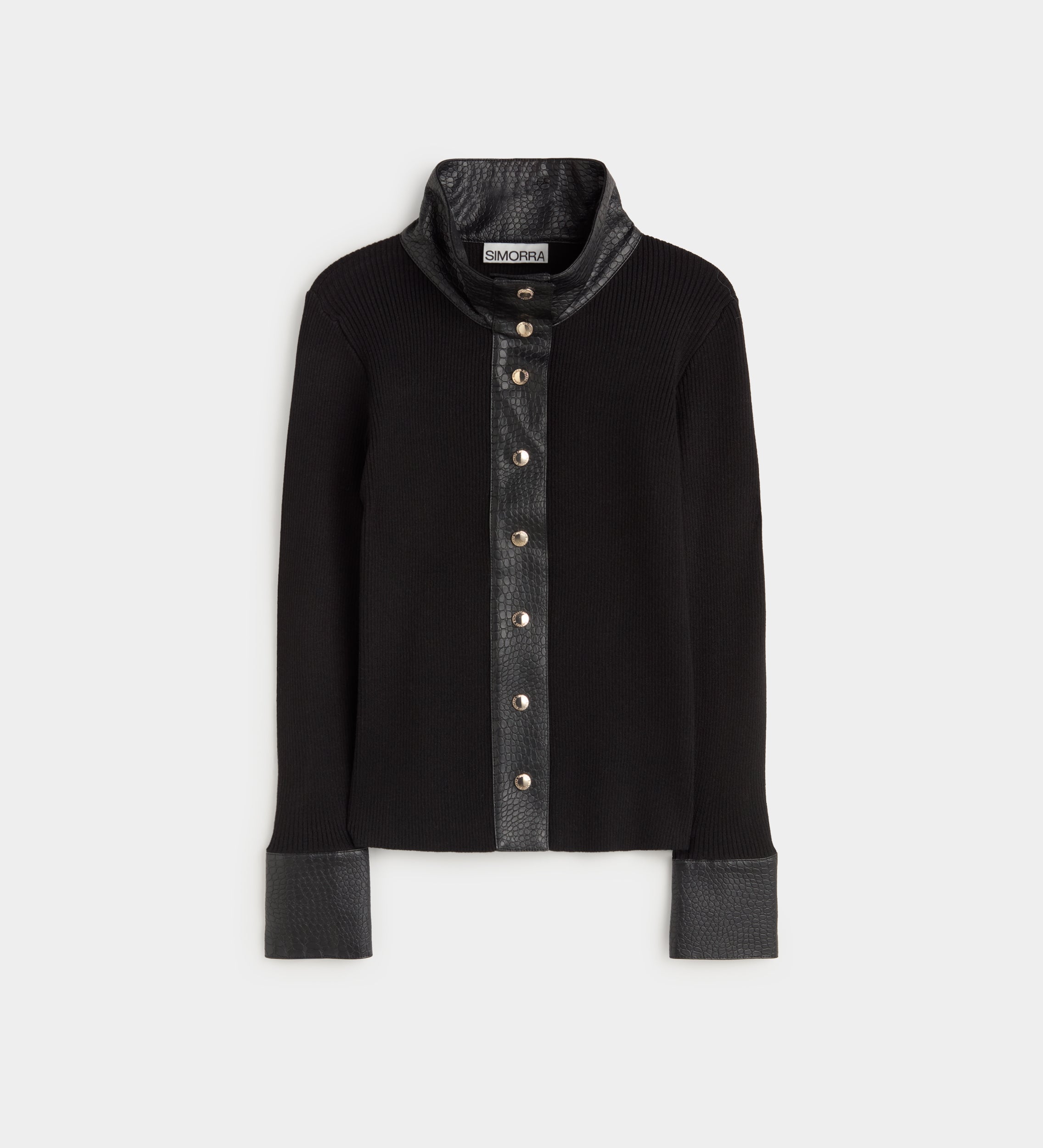 Short two-material cardigan