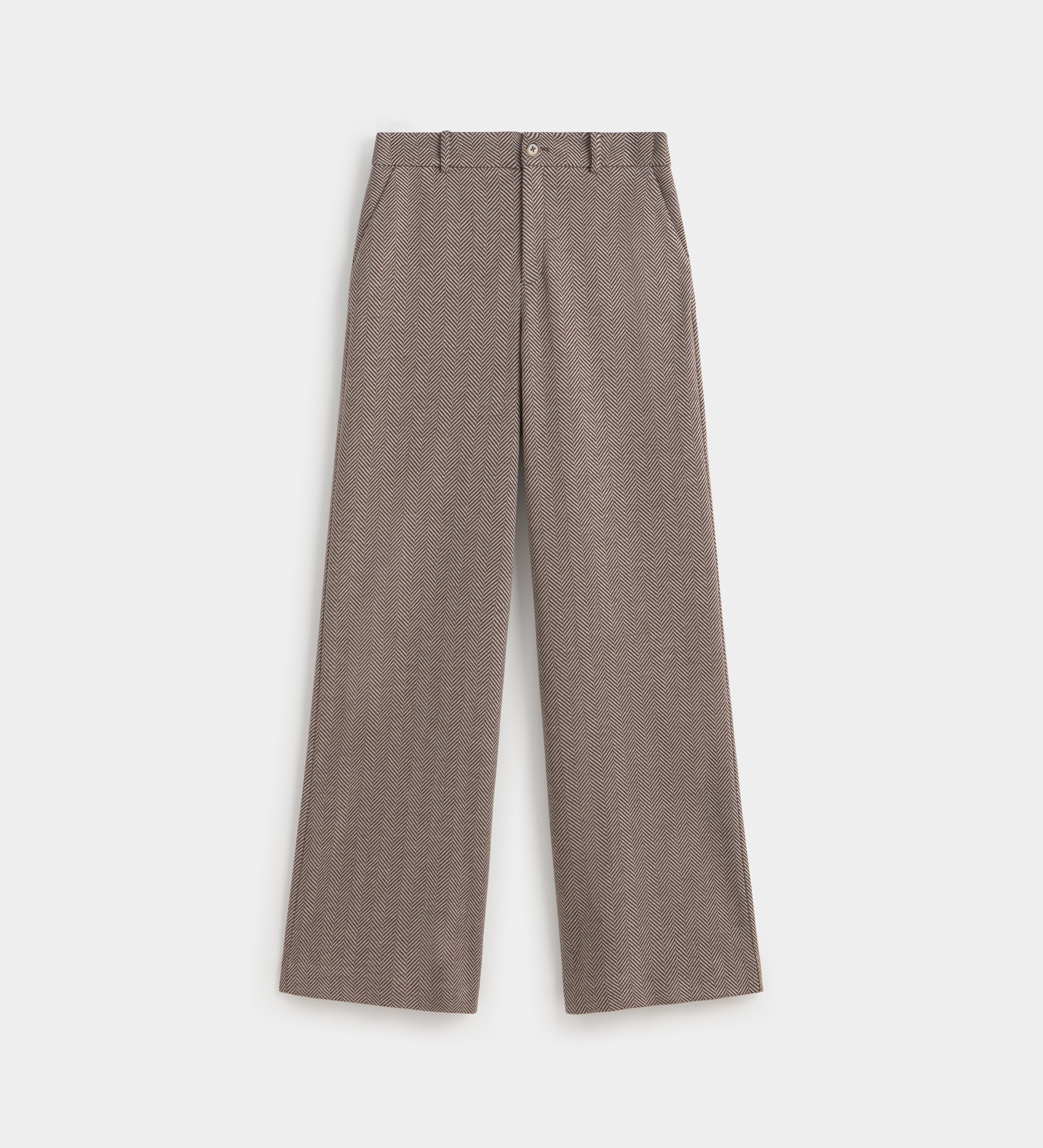 Wide herringbone trousers