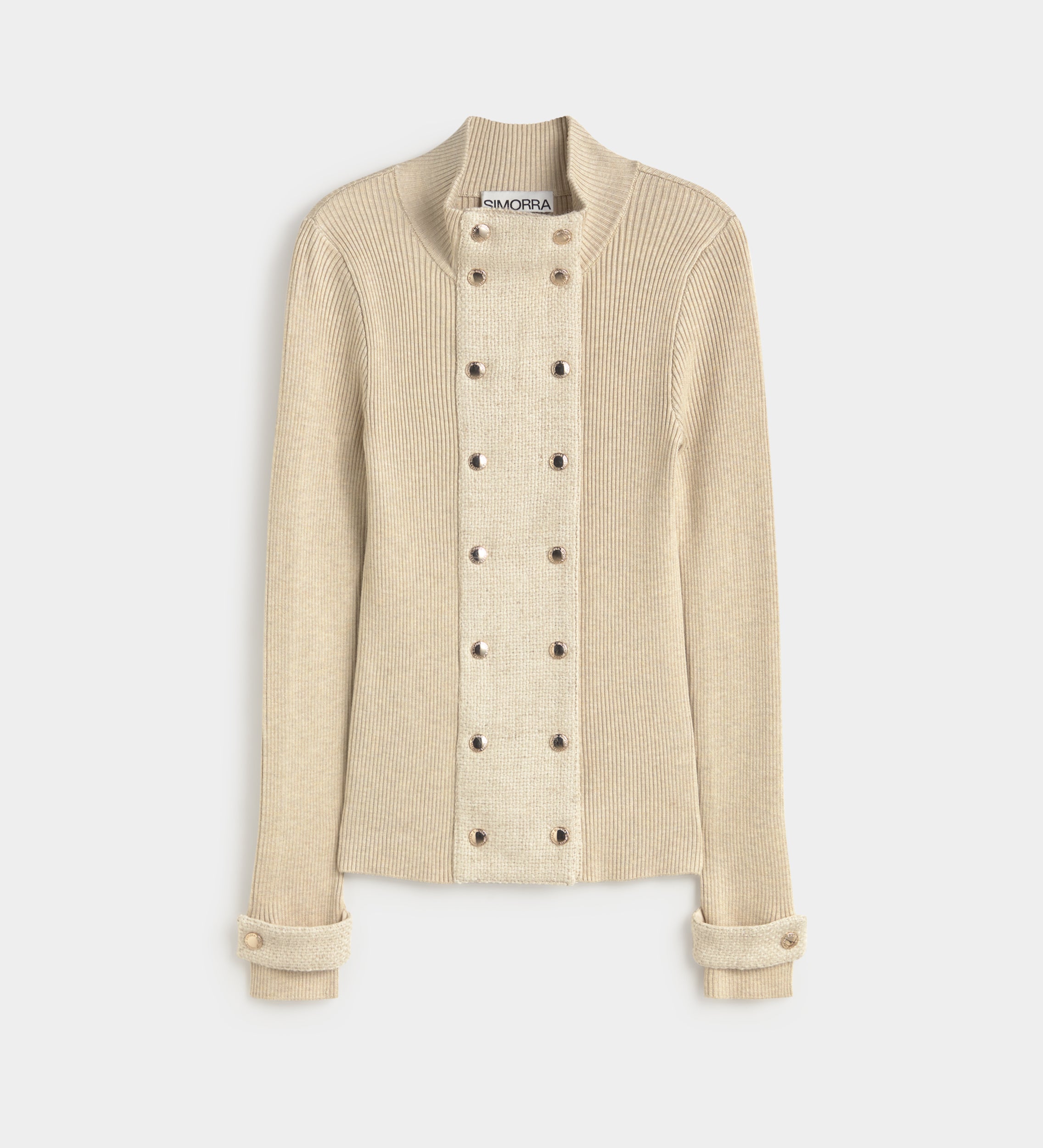 Short two-material cardigan