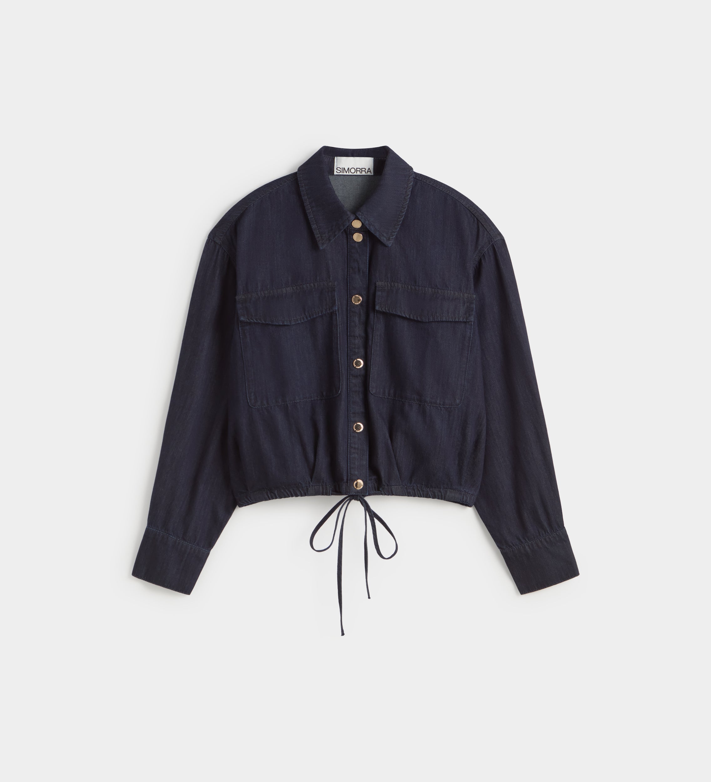 Denim-effect crop blouse