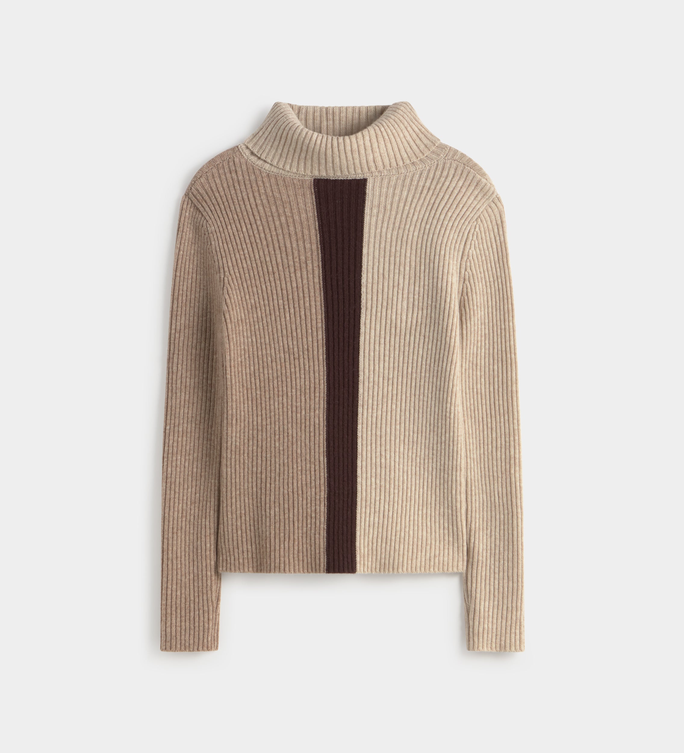 Three-tone knit sweater