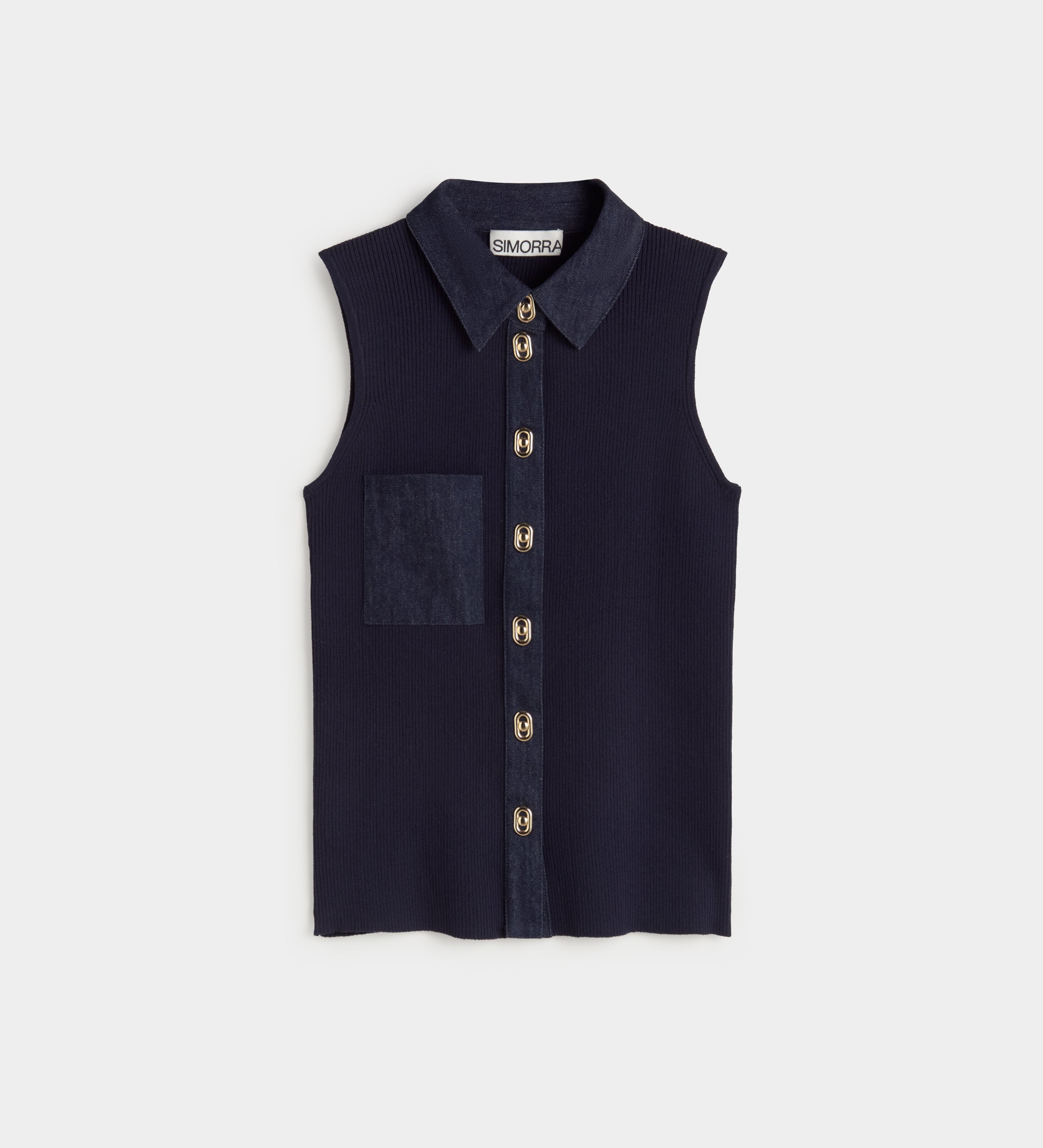 Two-material knit top