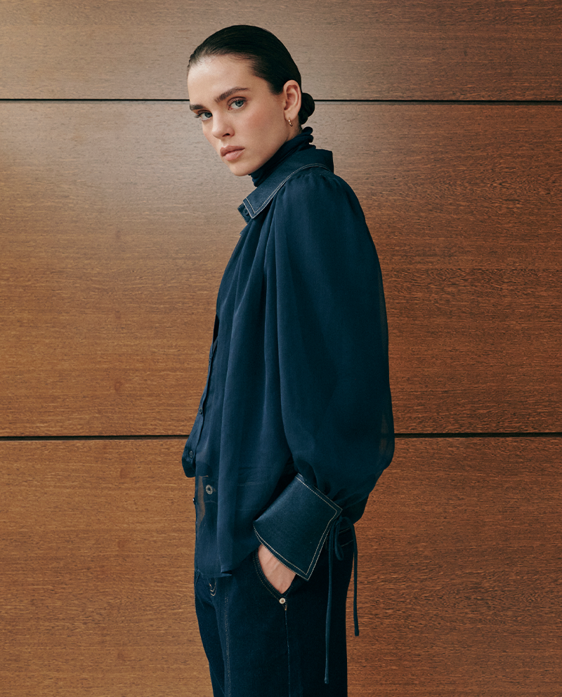 Chemisier en mousseline combiné