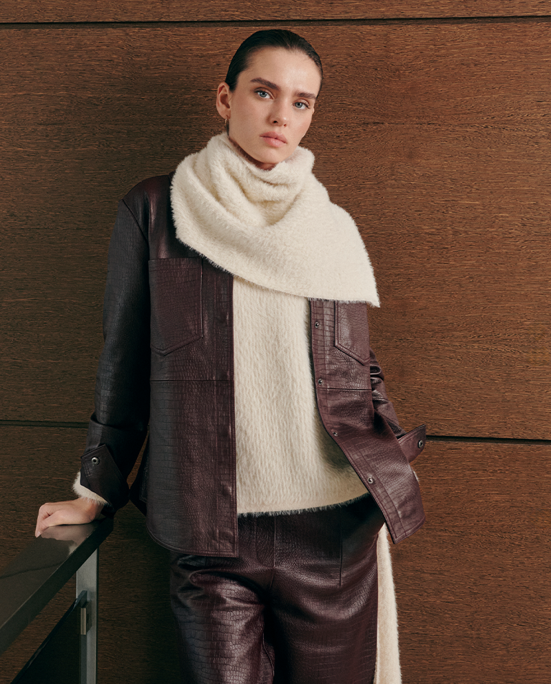 Surchemise en cuir gaufré