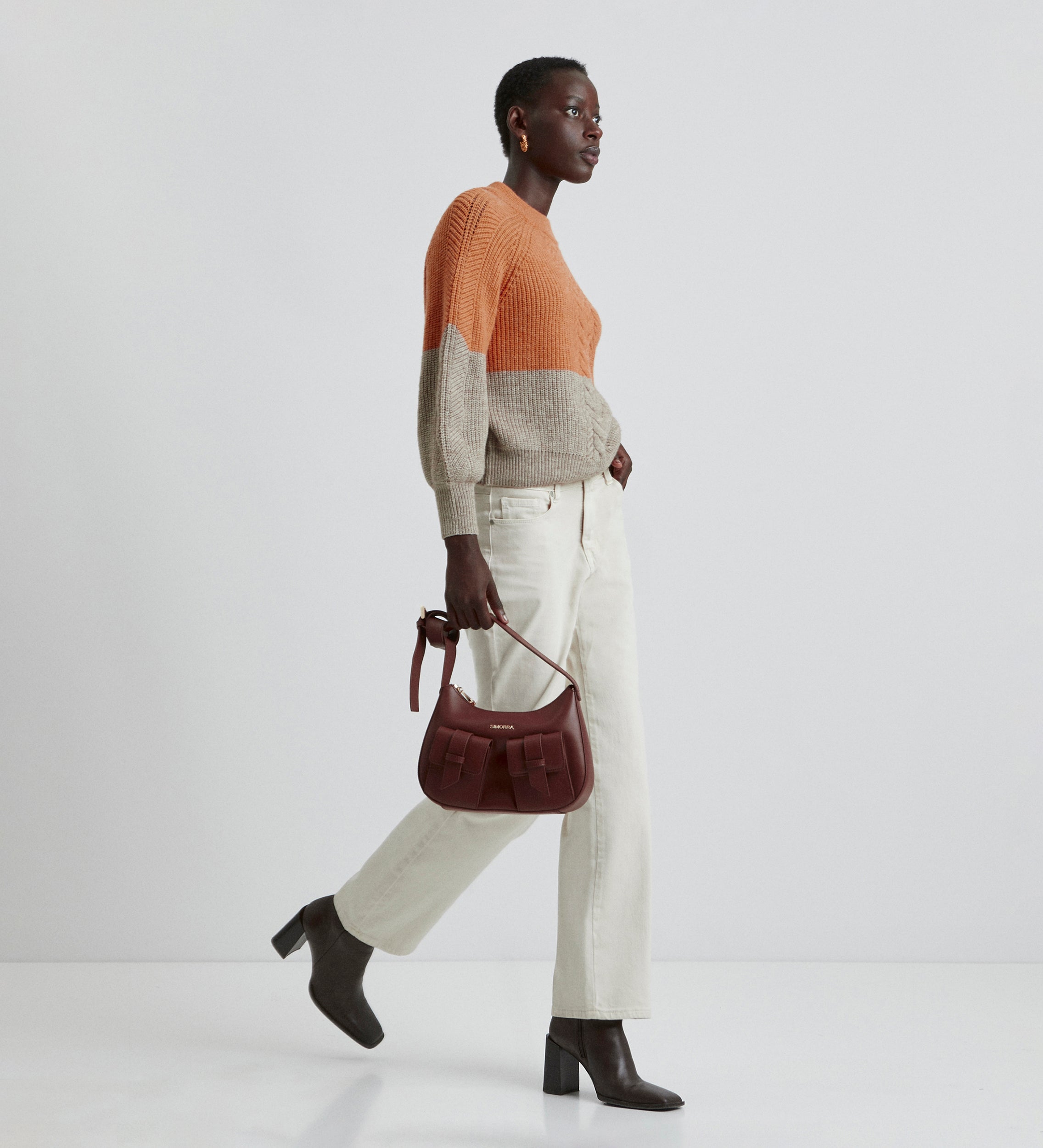 Two-tone braided sweater