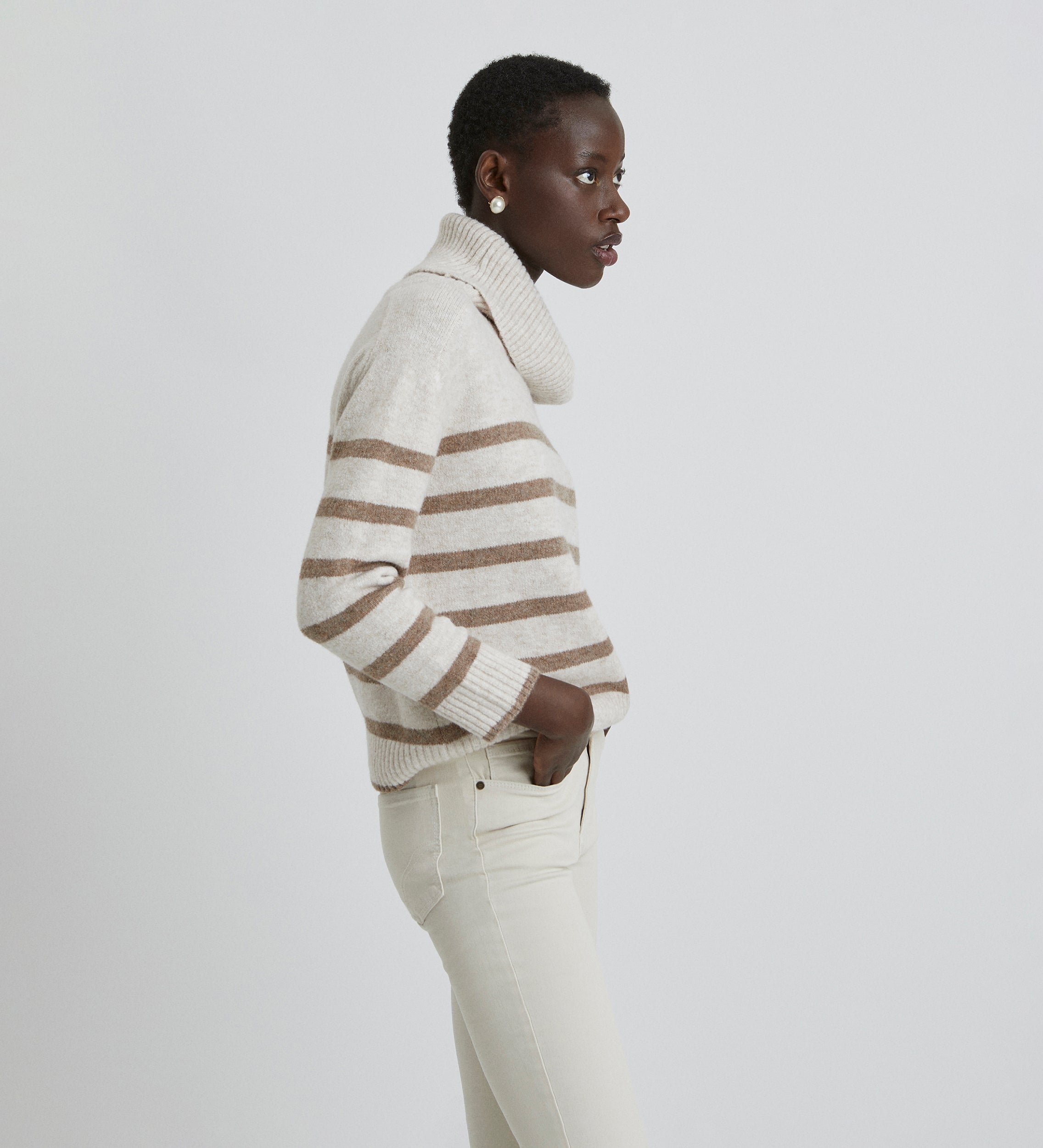 Striped turtleneck sweater