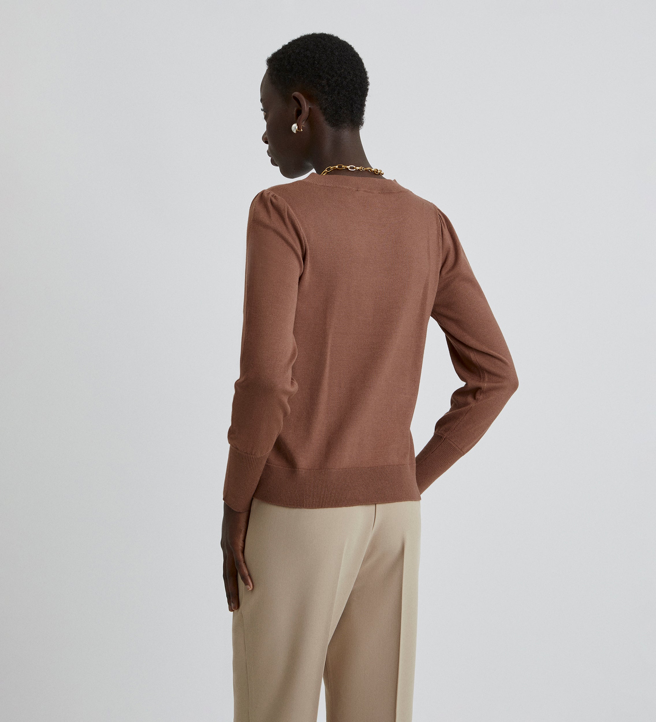 Gathered sleeve sweater