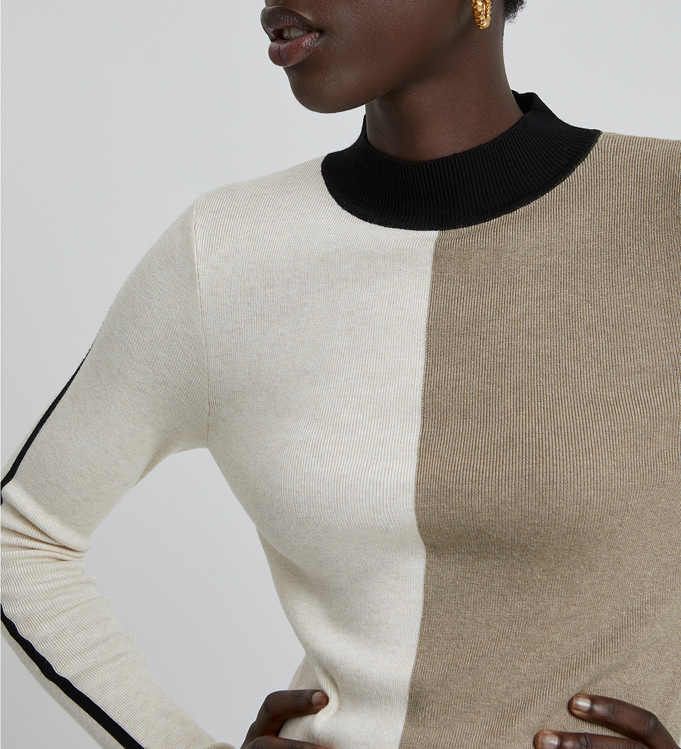 Tricolor ribbed sweater