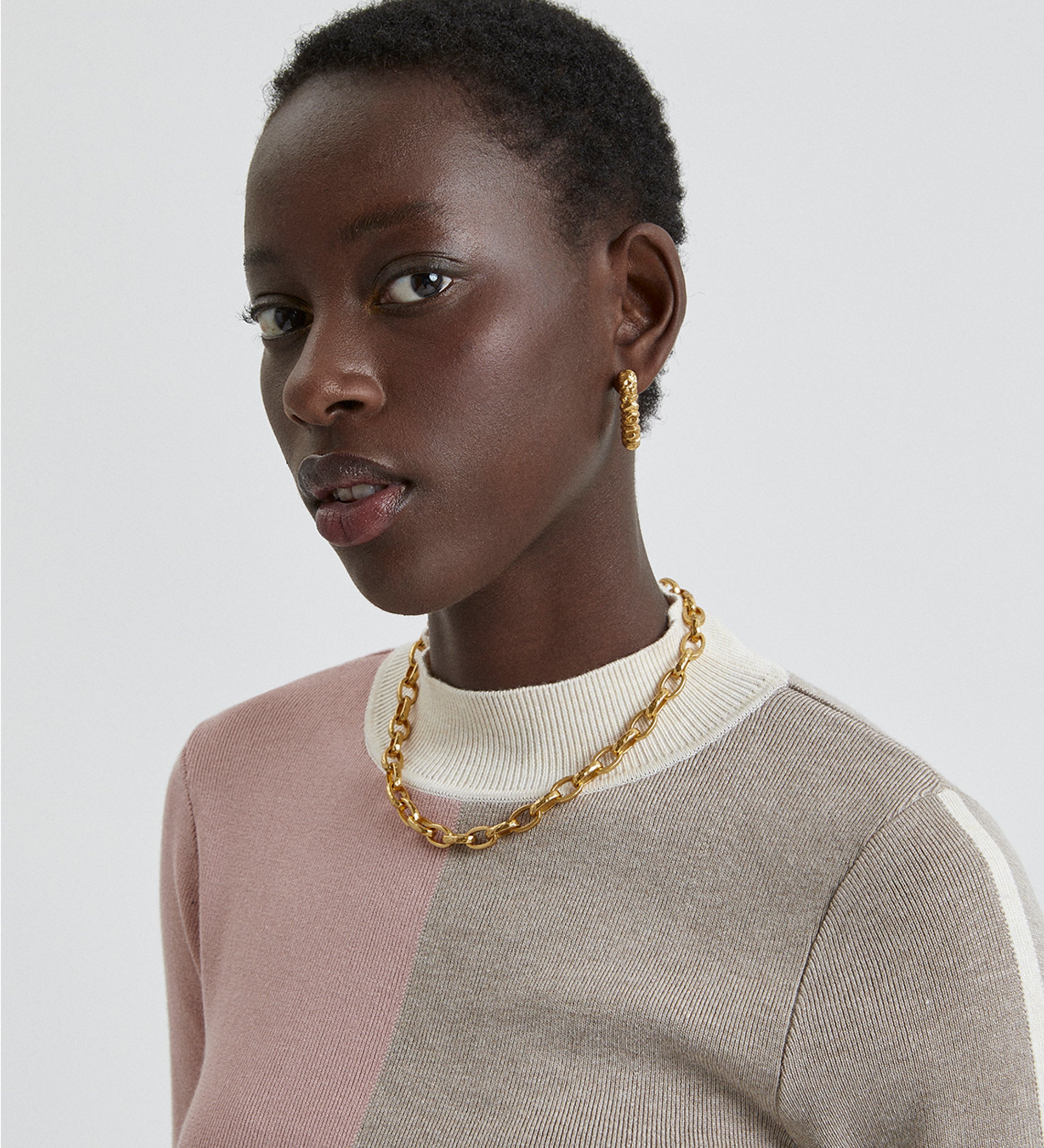 Tricolor ribbed sweater