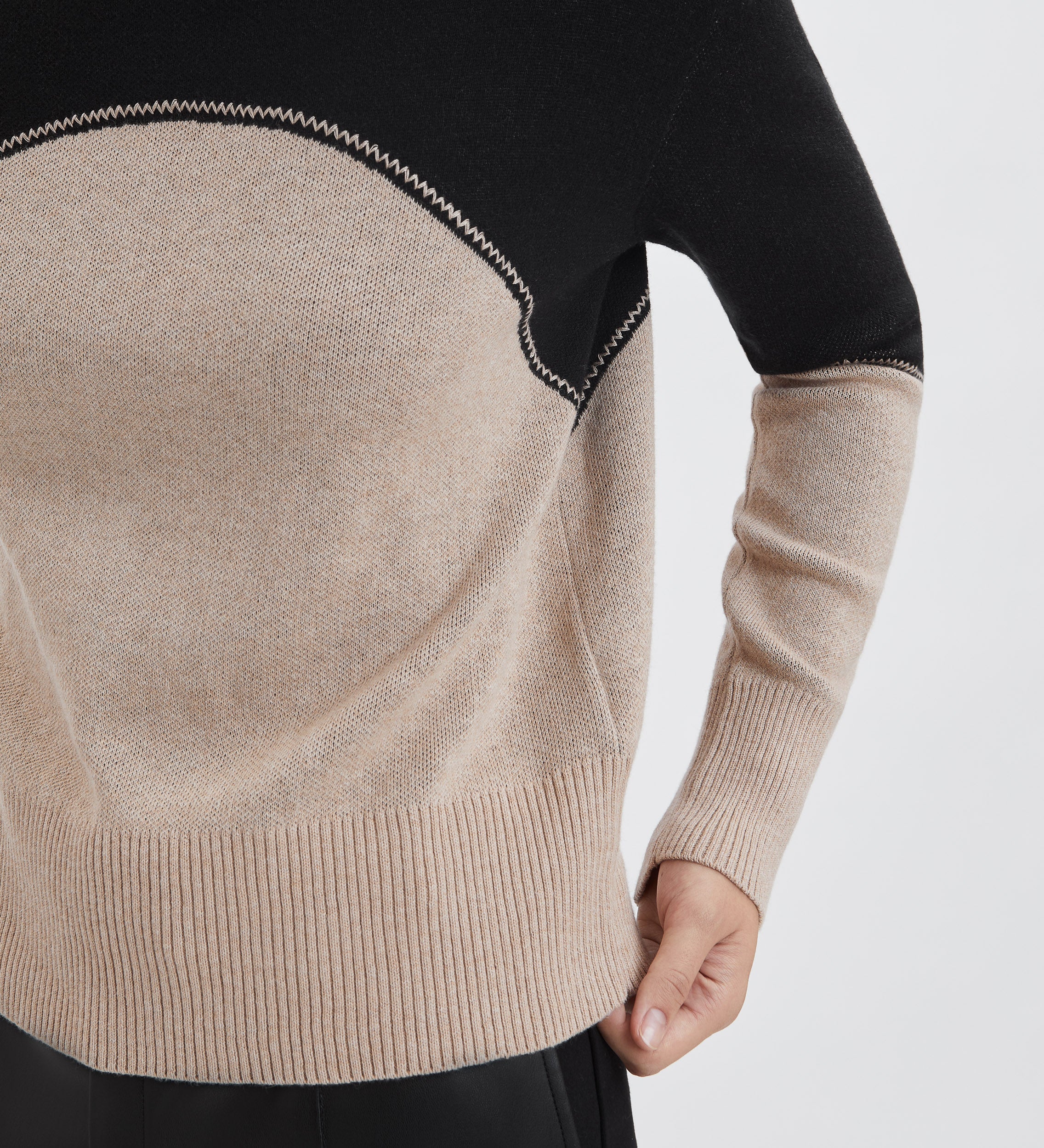 Pull col rond bicolore