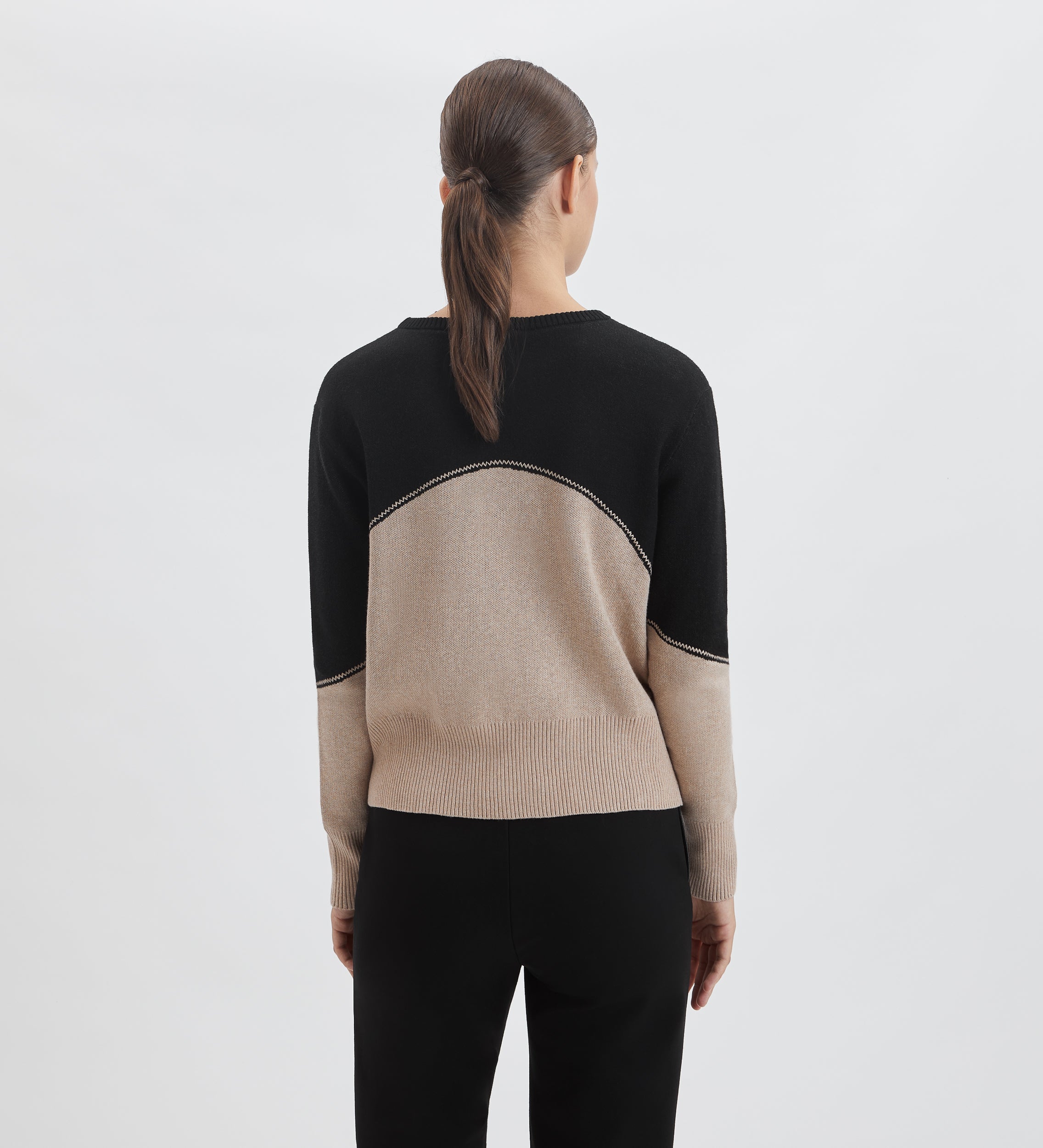 Pull col rond bicolore