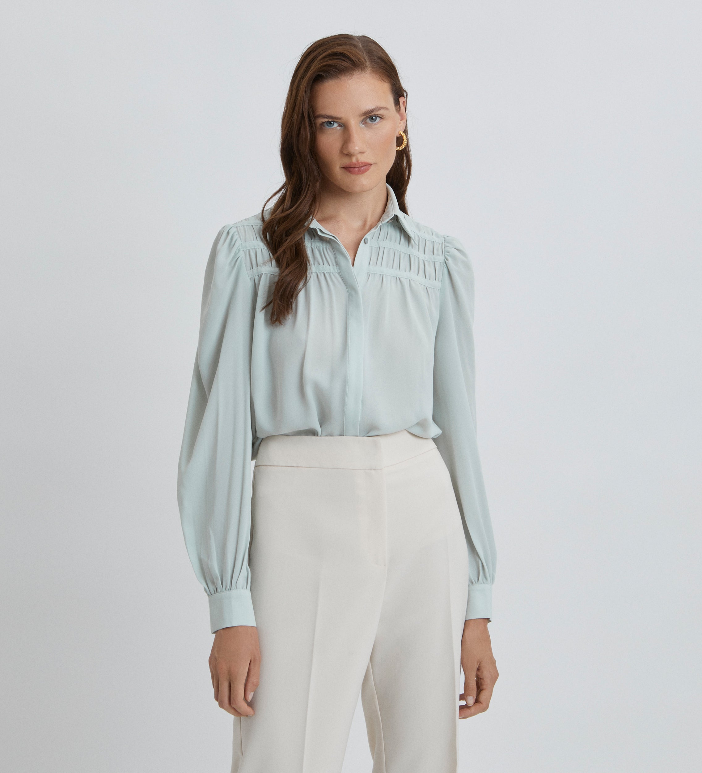 Blusa frunces canesú