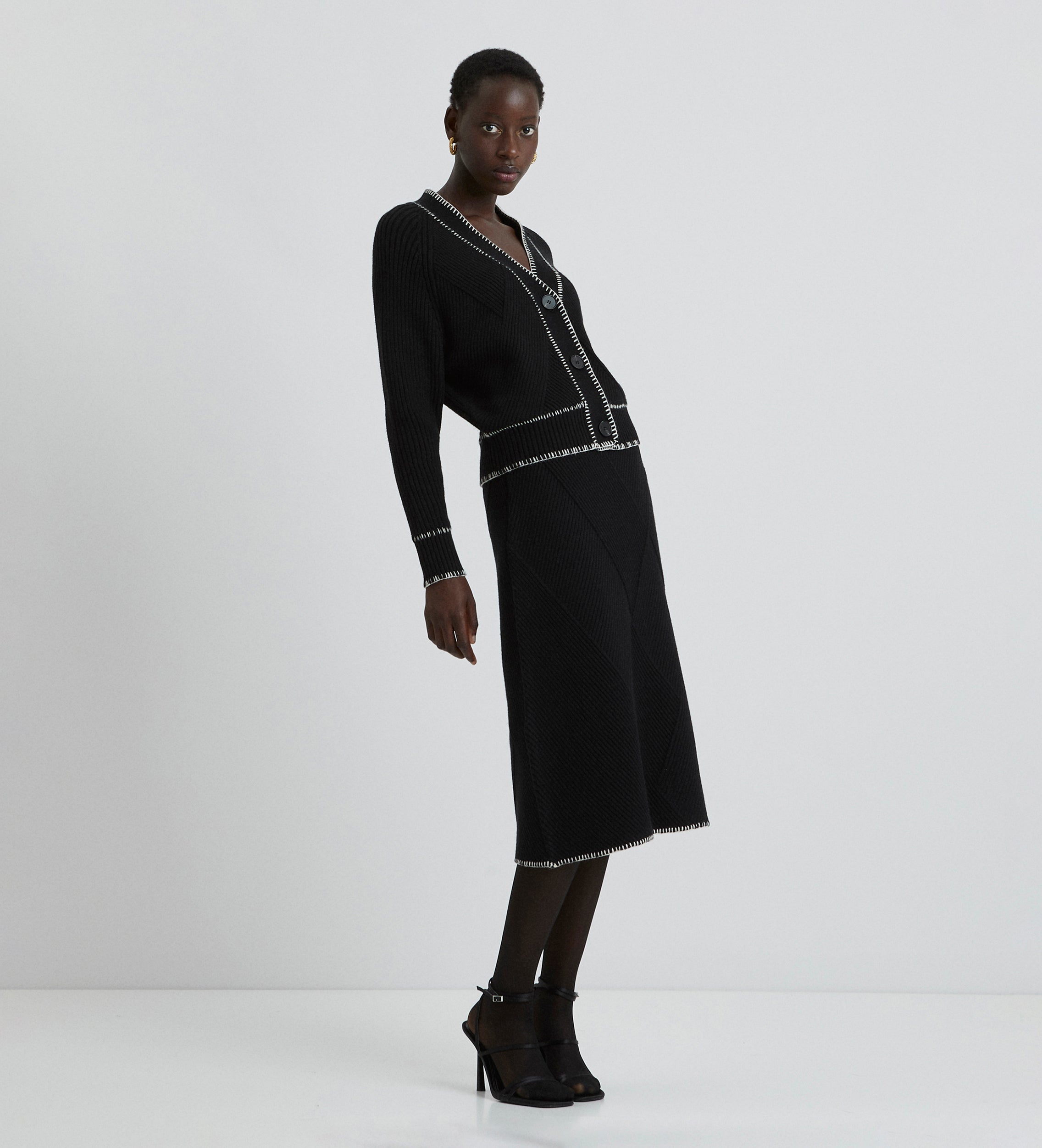 Contrast ribbed skirt