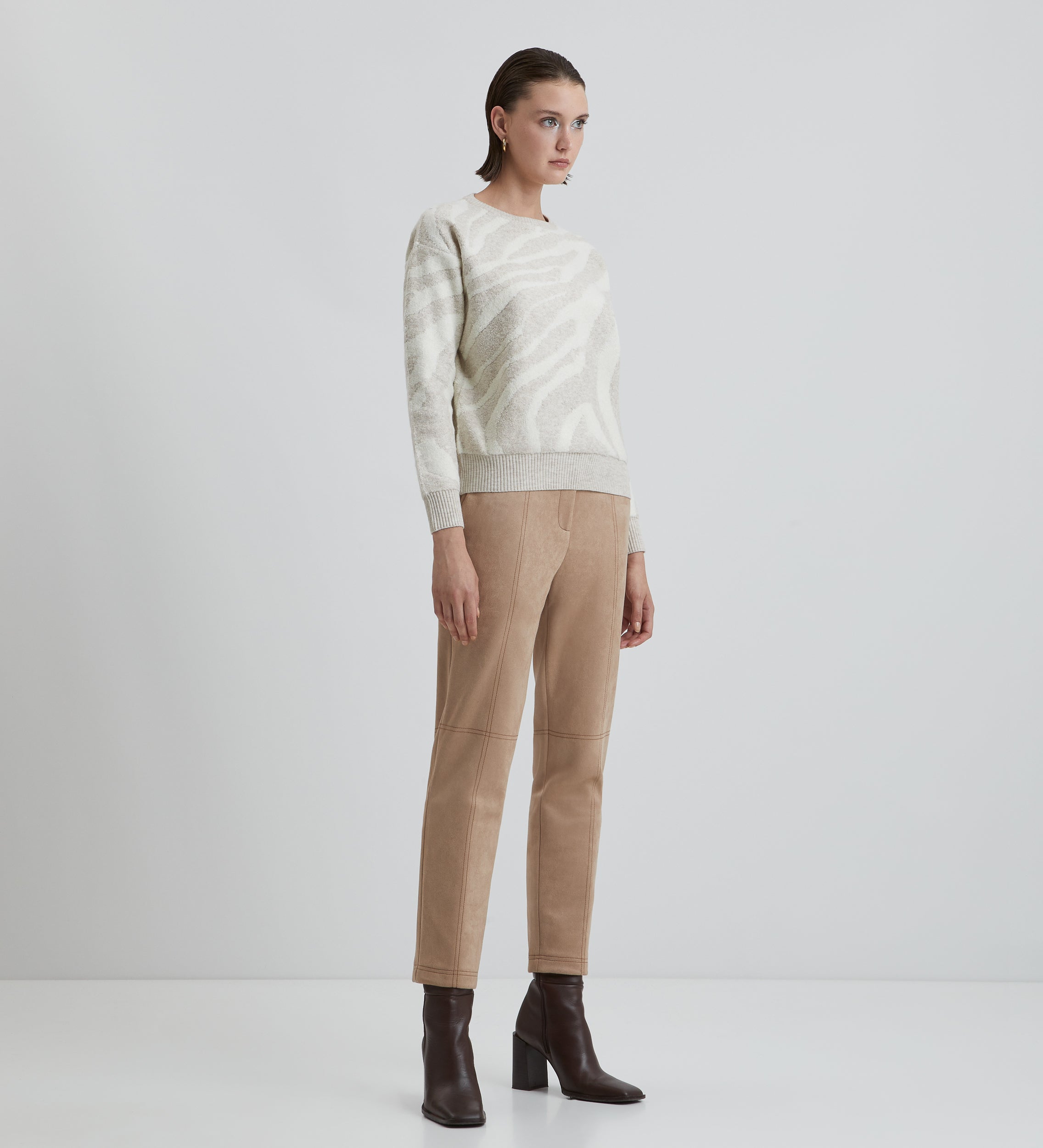 Suede pants with stitching