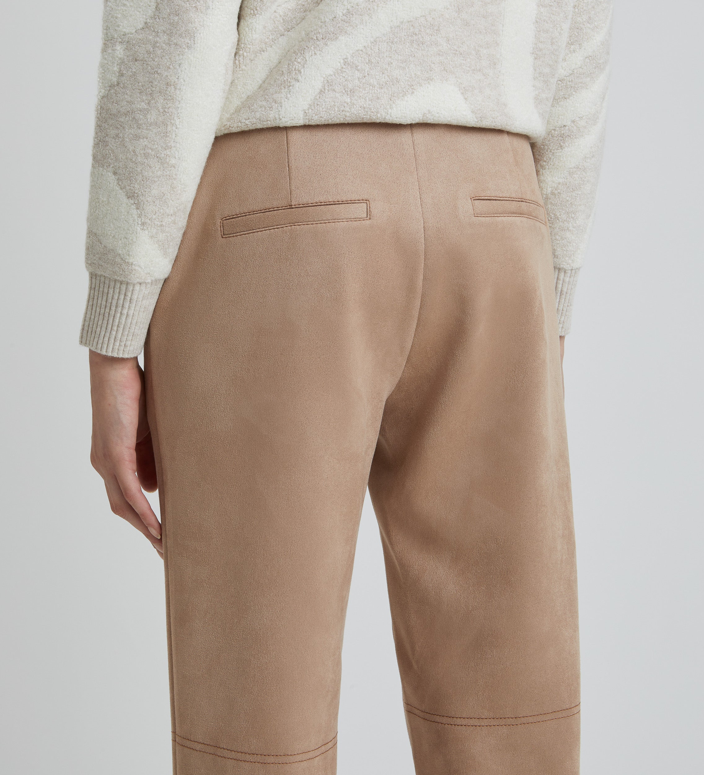 Suede pants with stitching