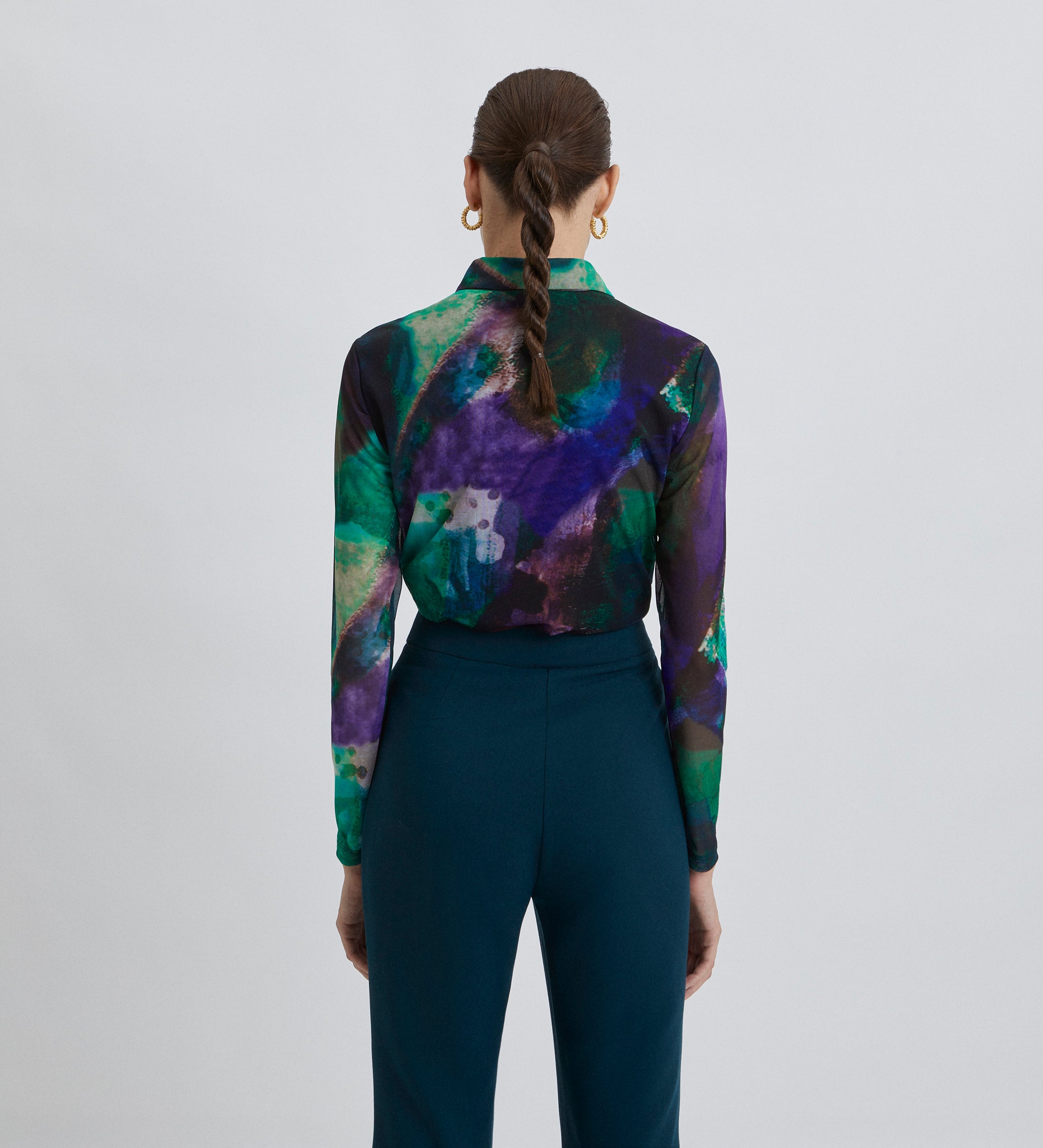 Printed tulle top