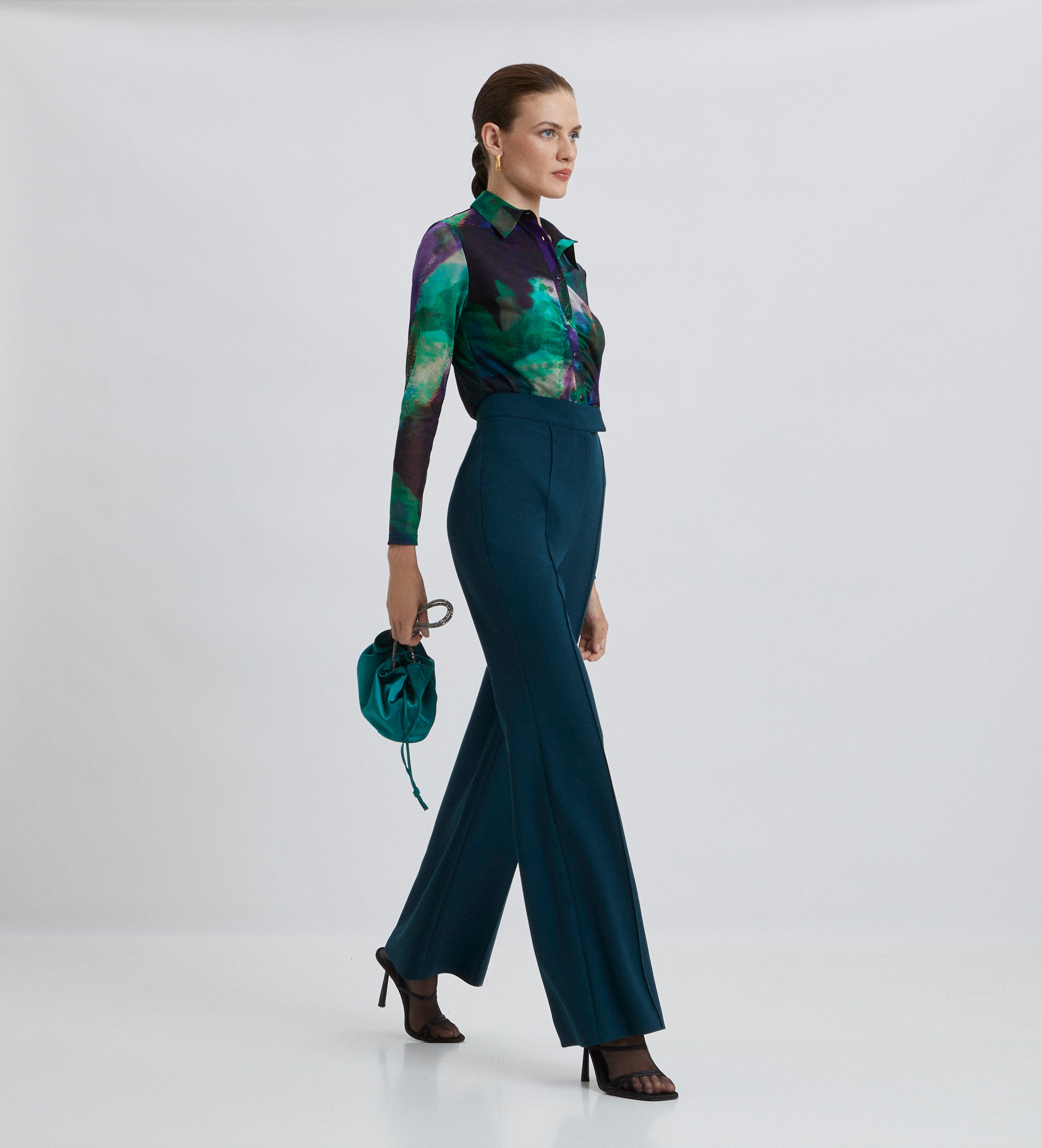 Printed tulle top