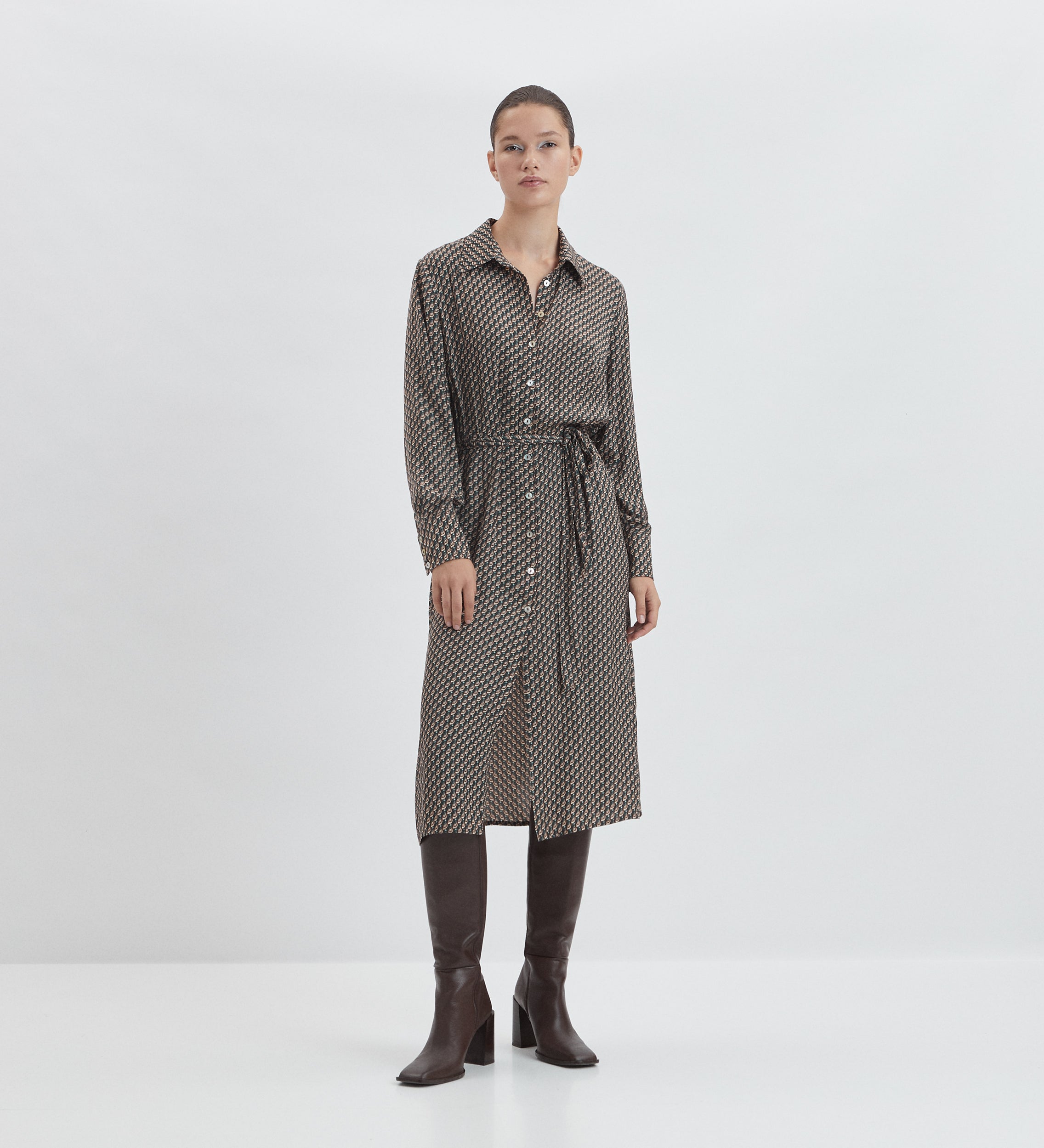 Printed shirt dress