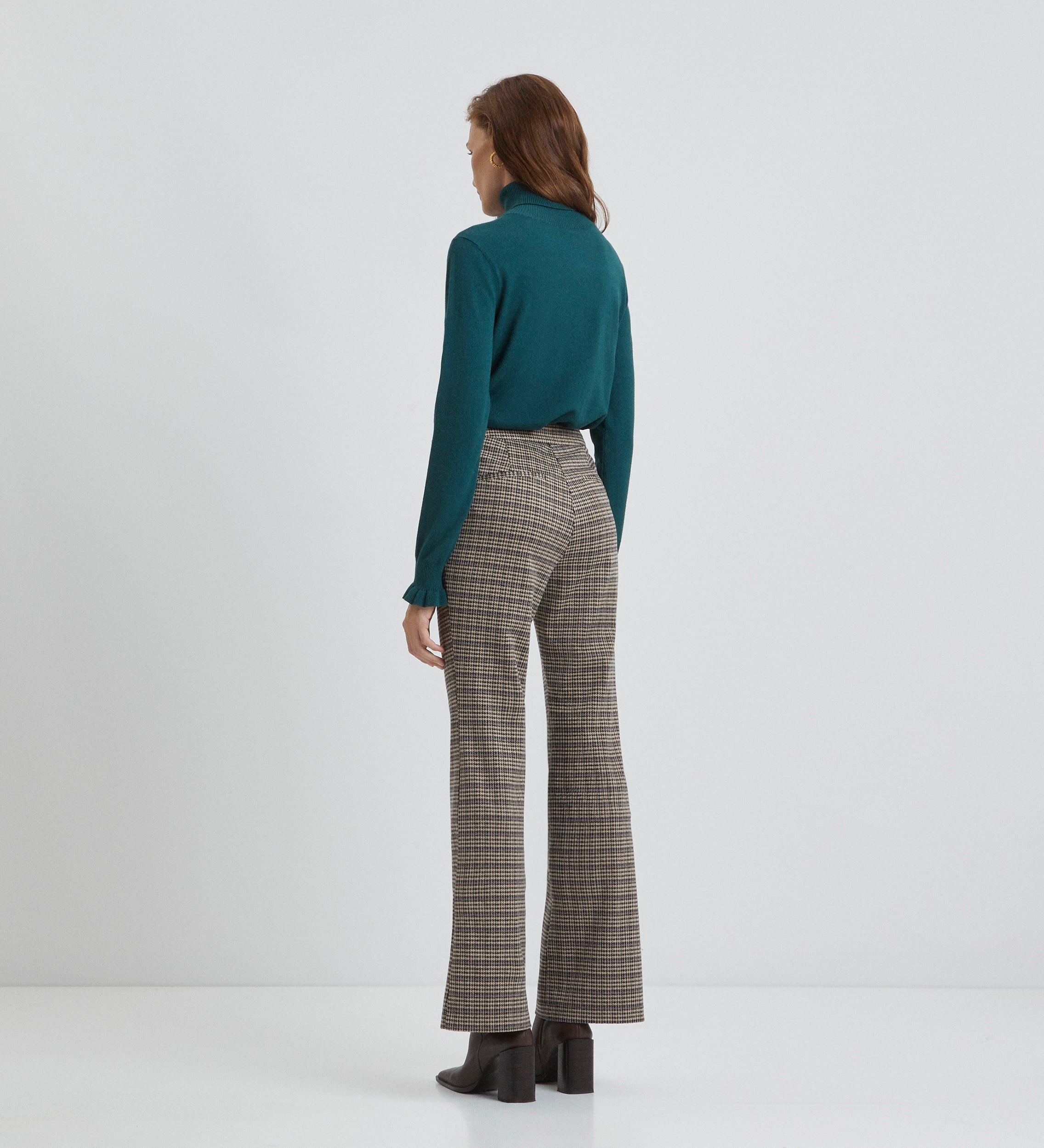 Checked flared trousers