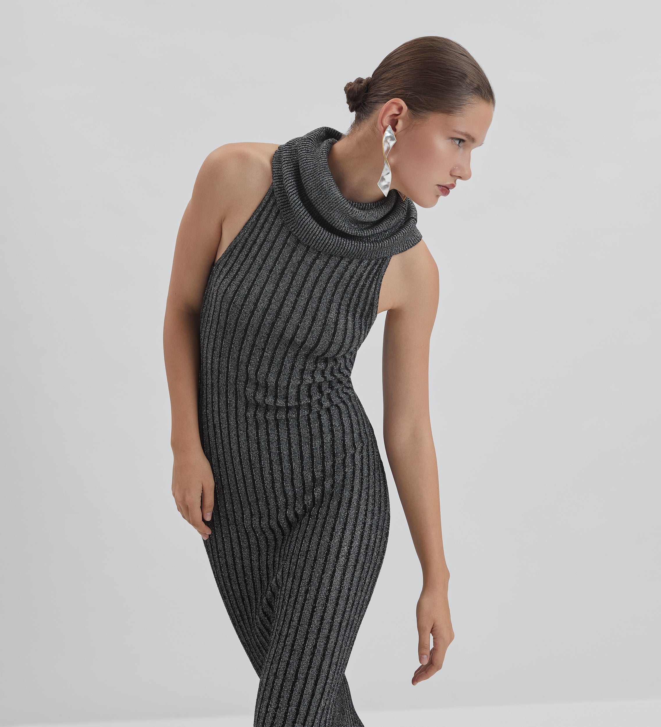 Metallic tricot dress