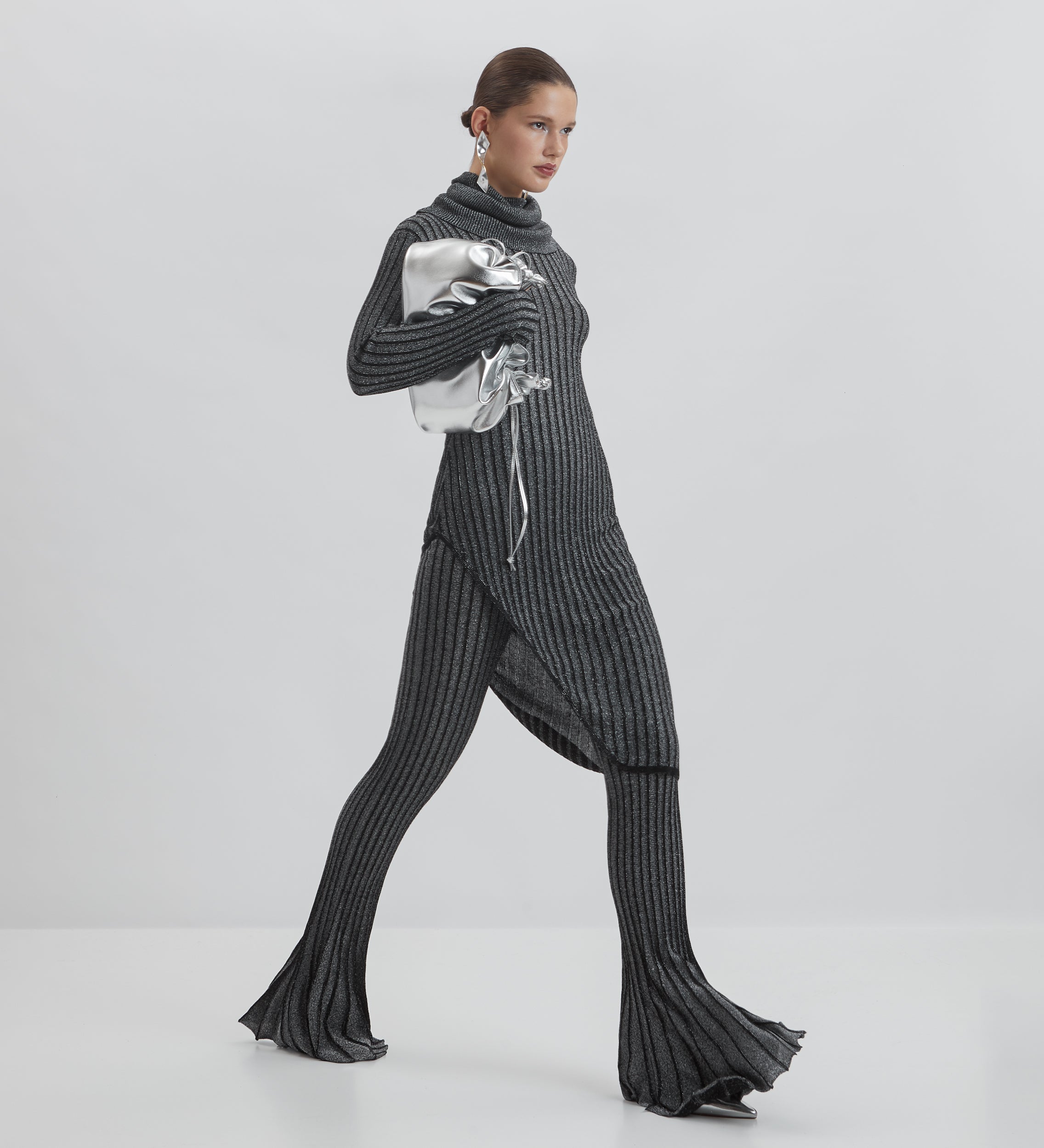 Pantalon en tricot métallisé