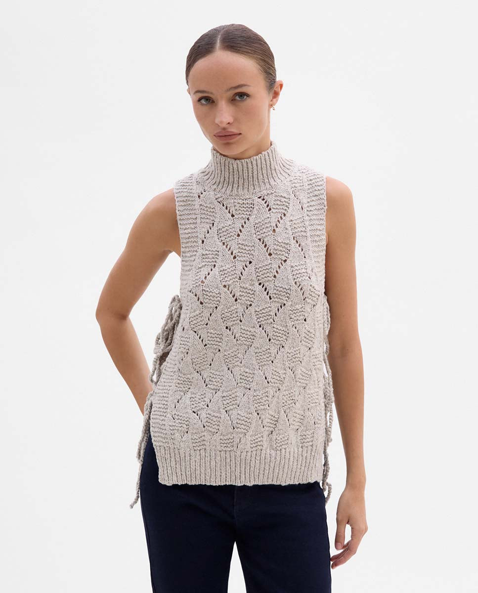 High neck knitted vest