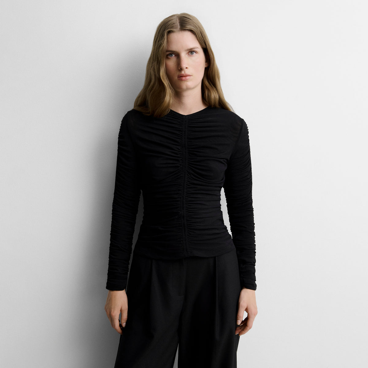 Gathered tulle top