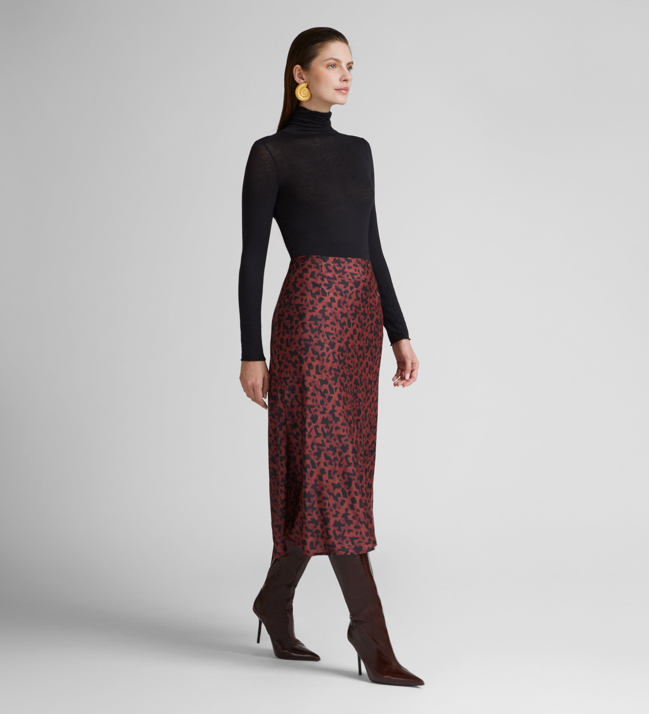 Printed midi skirt