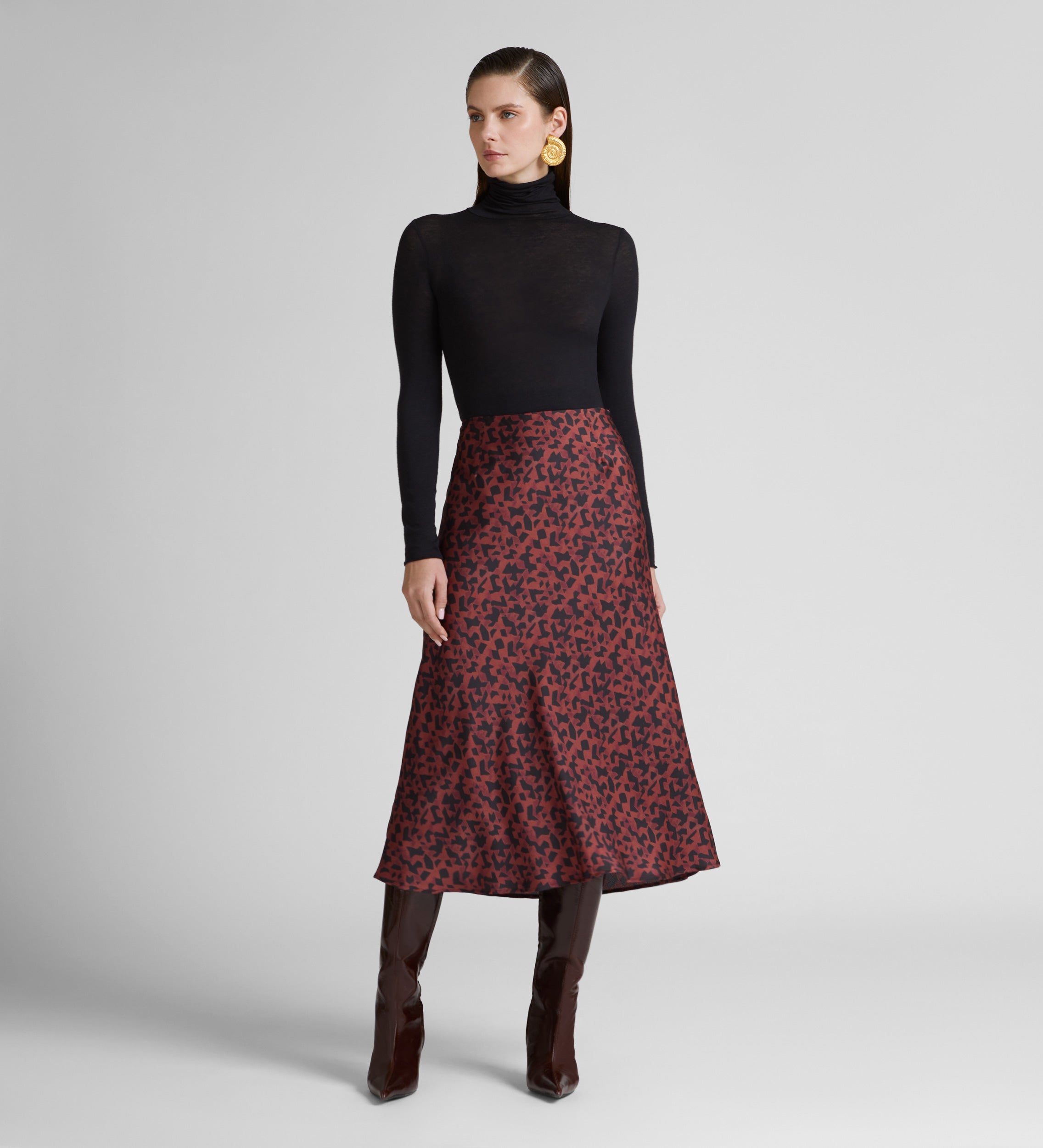 Printed midi skirt