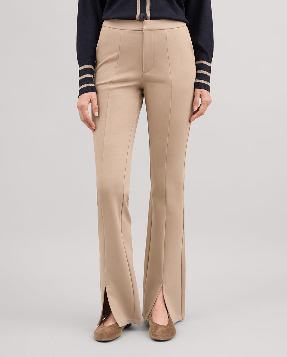 Flared elastic trousers