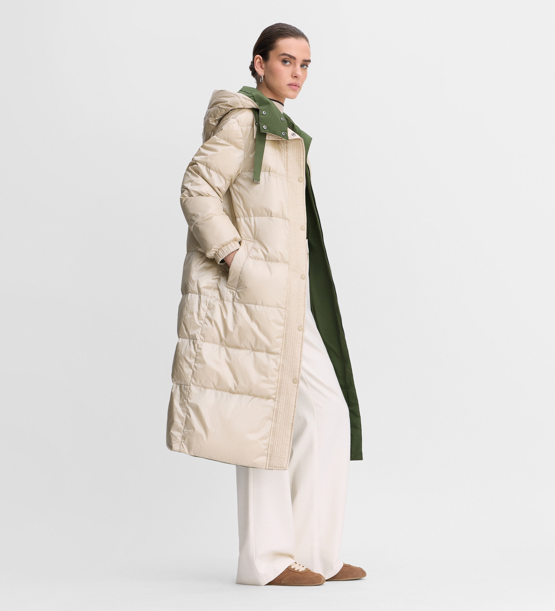 Parka larga reversible