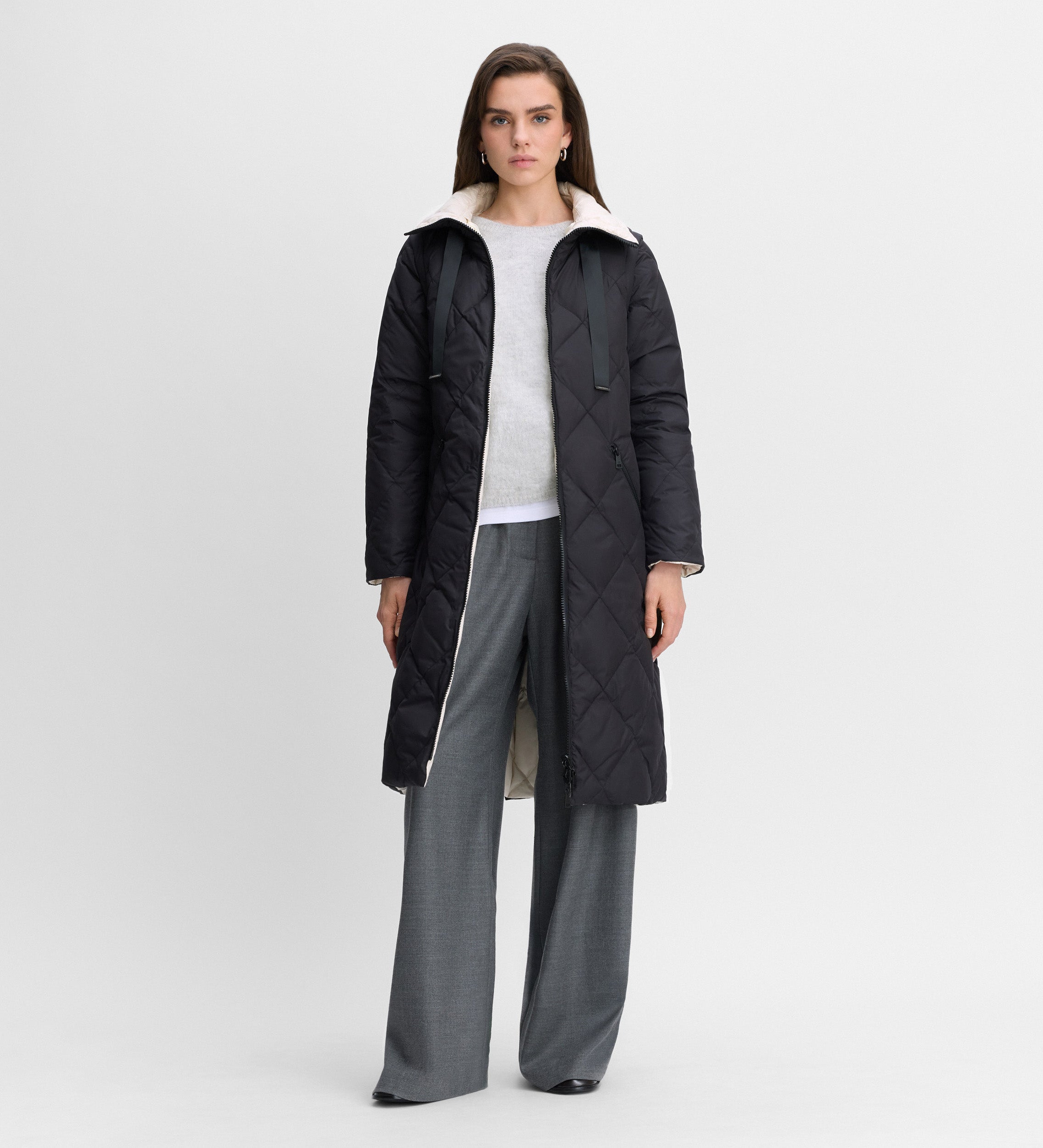 Long reversible down jacket