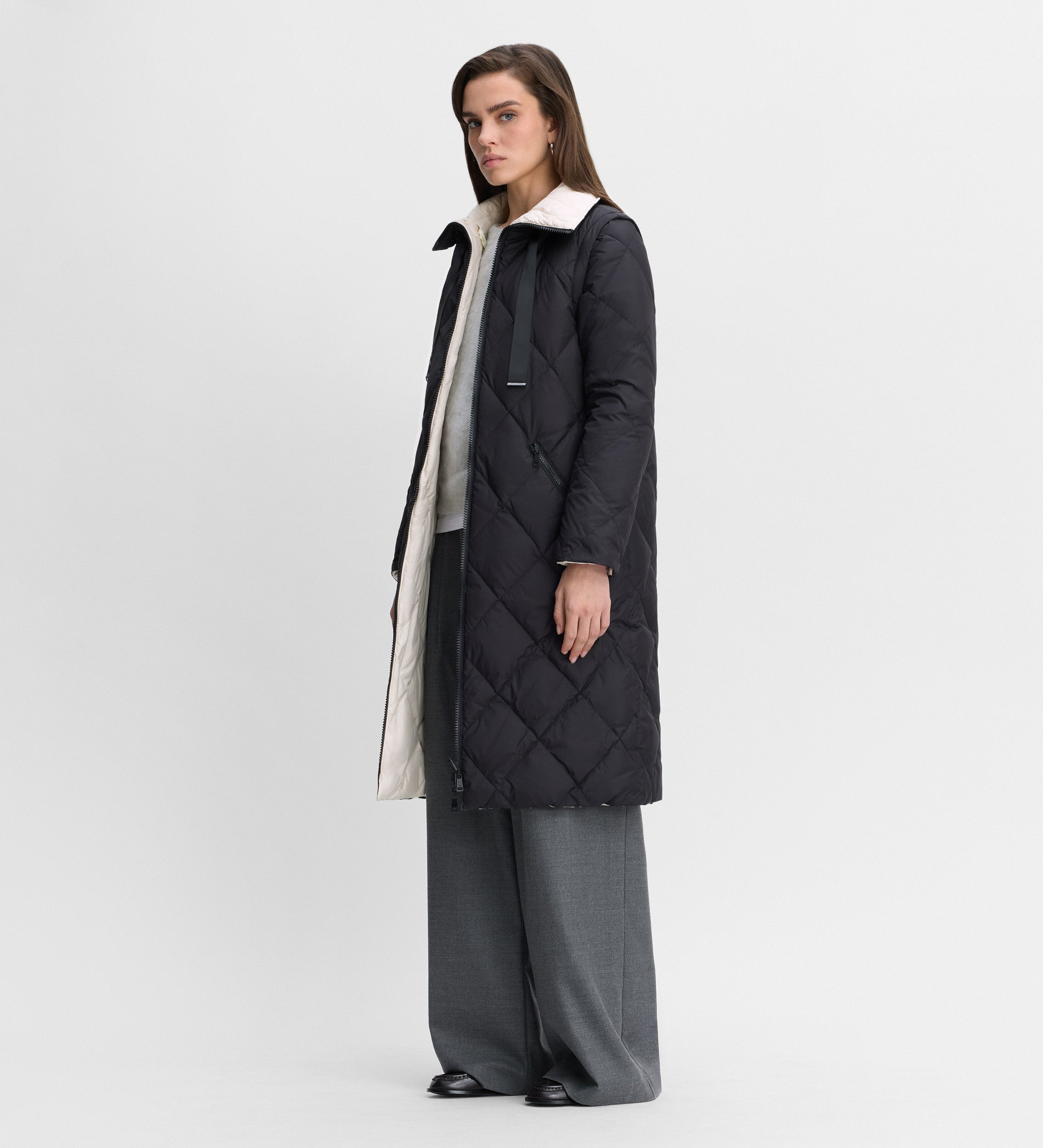 Long reversible down jacket