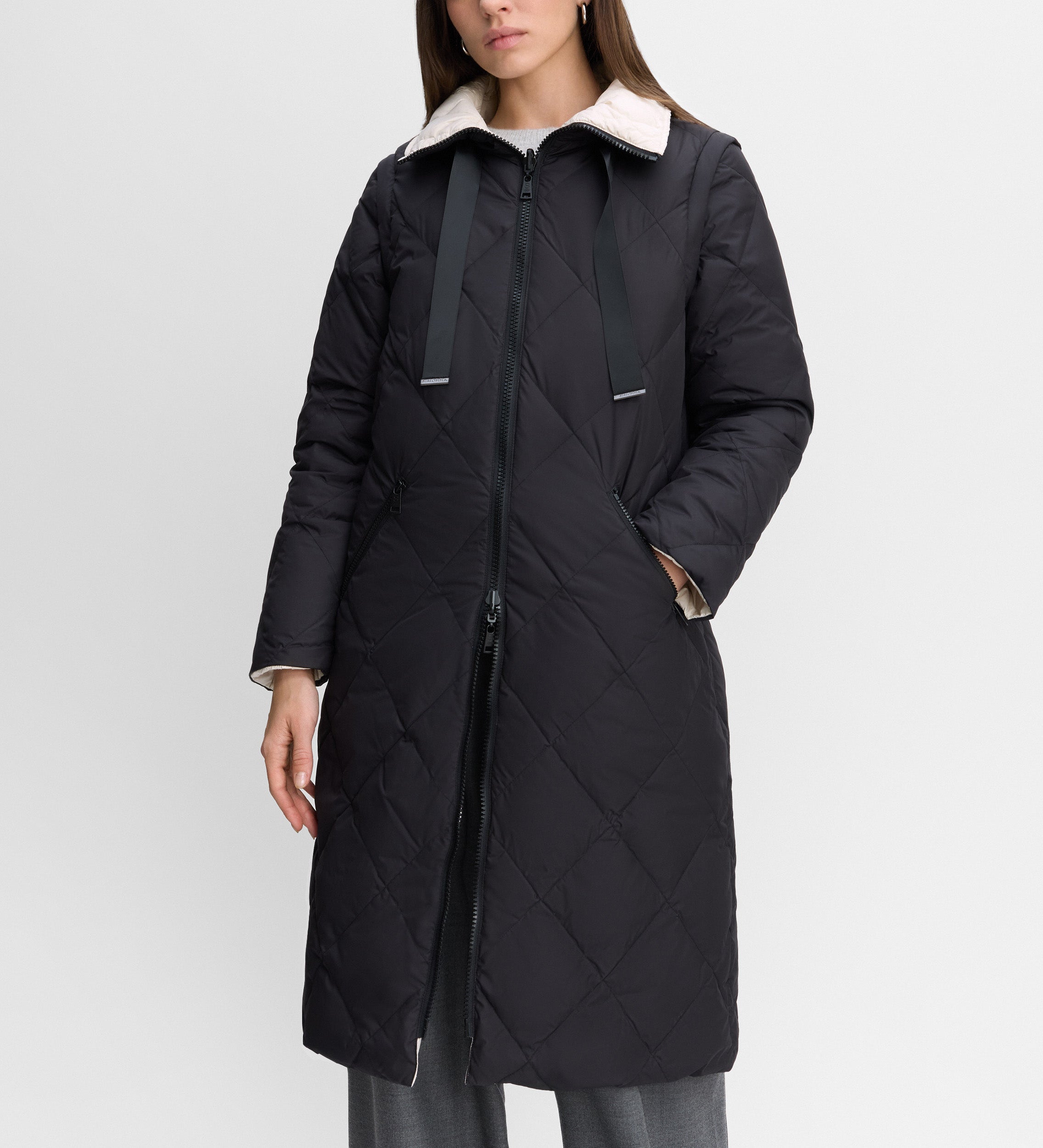 Long reversible down jacket