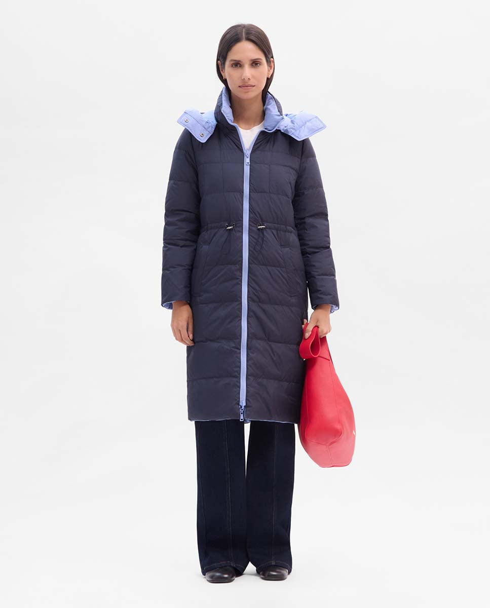 Long reversible down jacket
