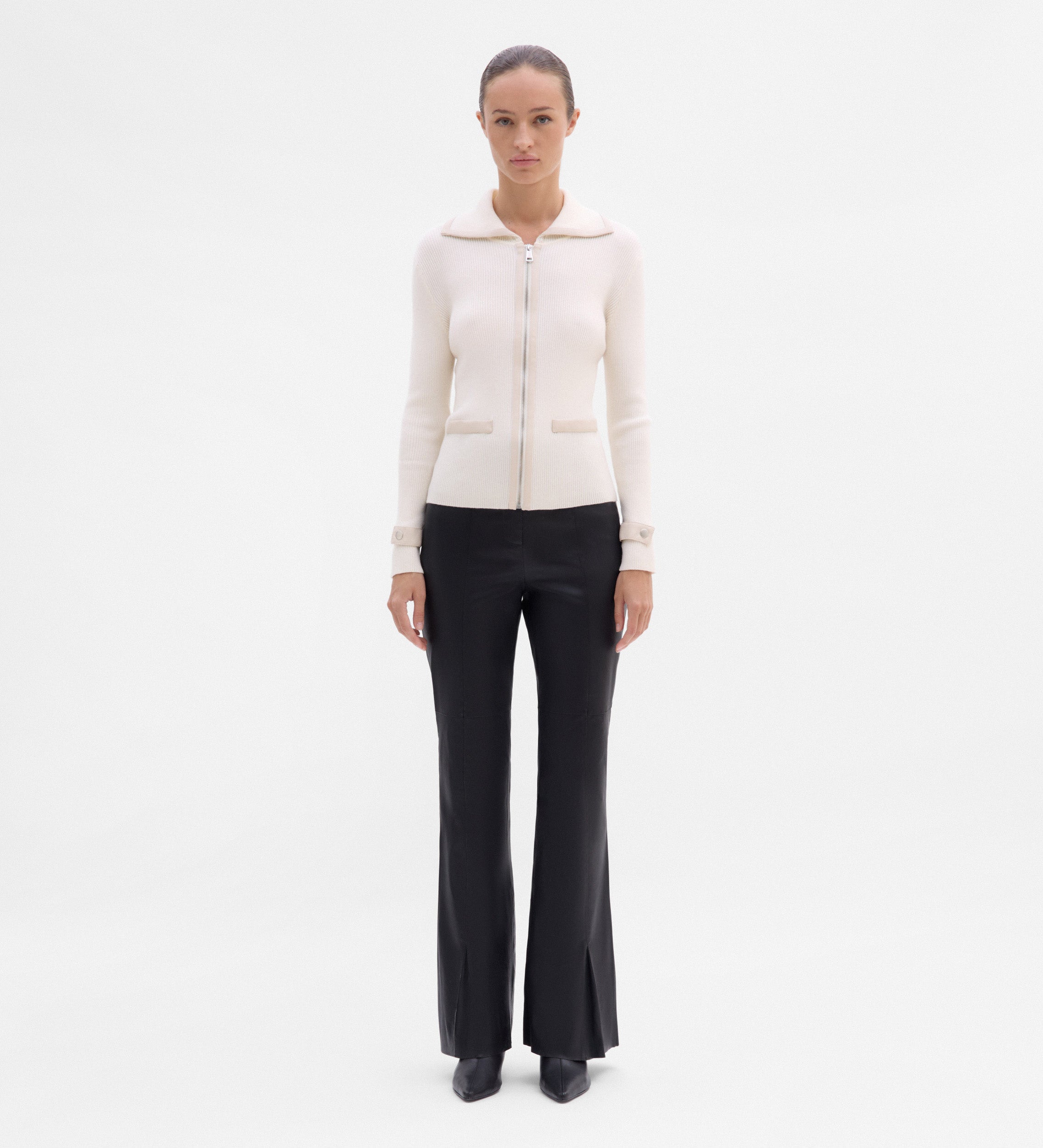 Chaqueta punto efecto piel