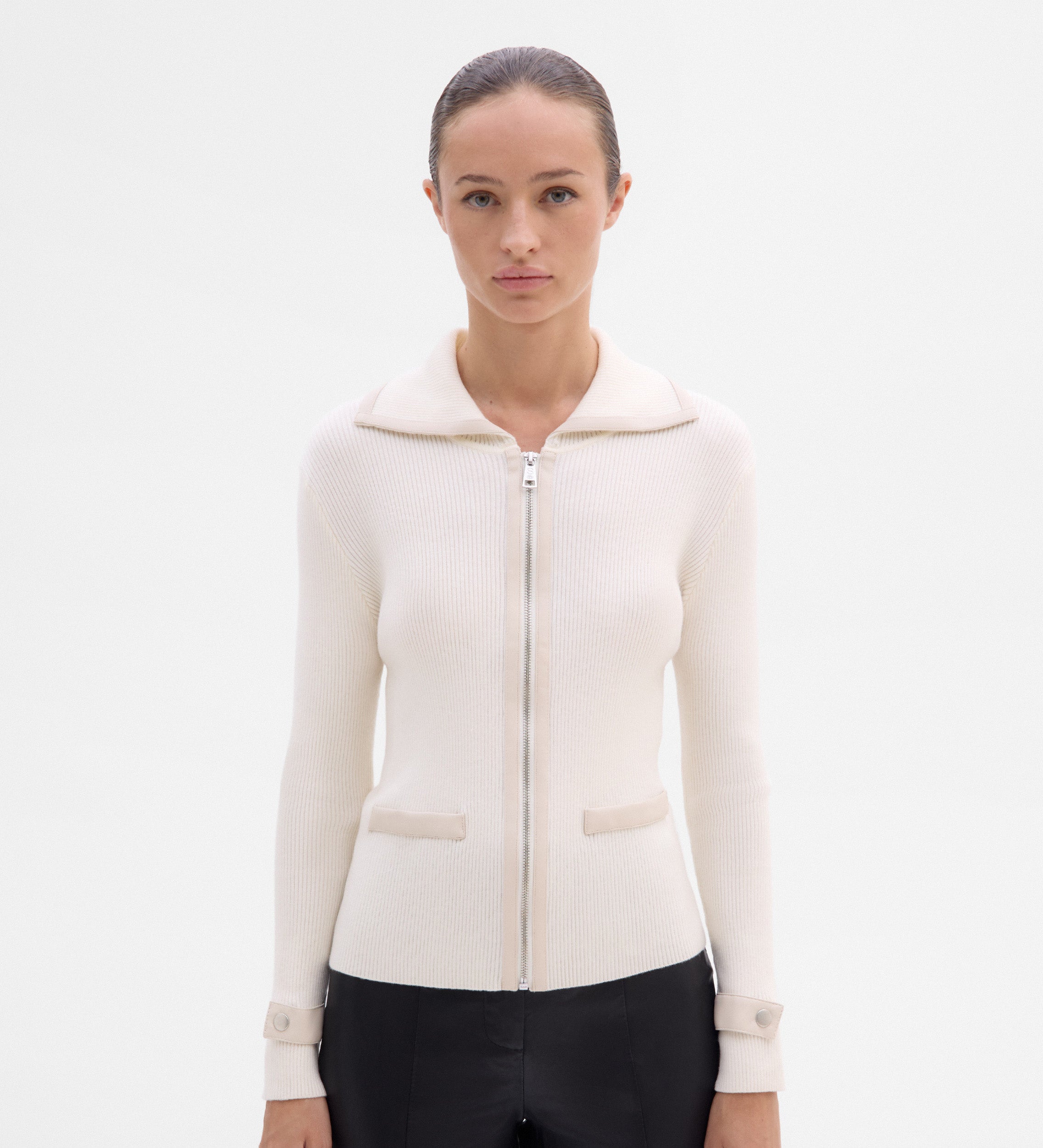 Chaqueta punto efecto piel