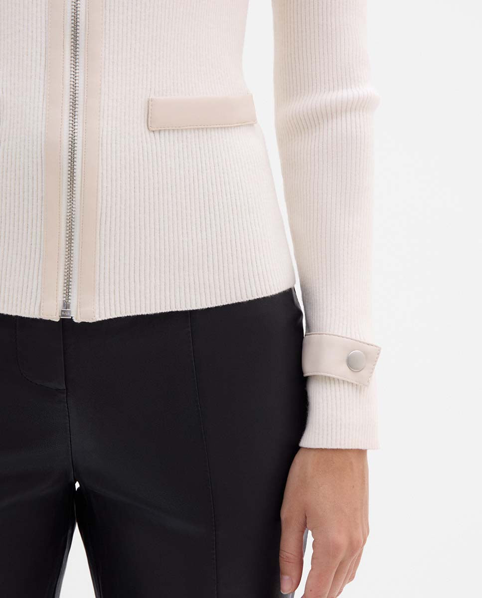 Veste tricotée simili cuir