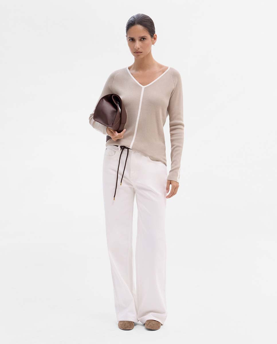 Jersey escote pico bicolor