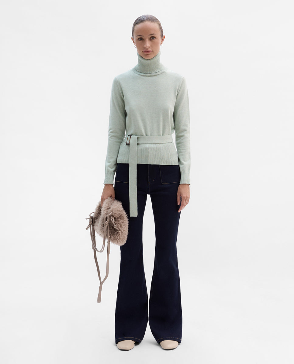 Denim pants with patch pockets