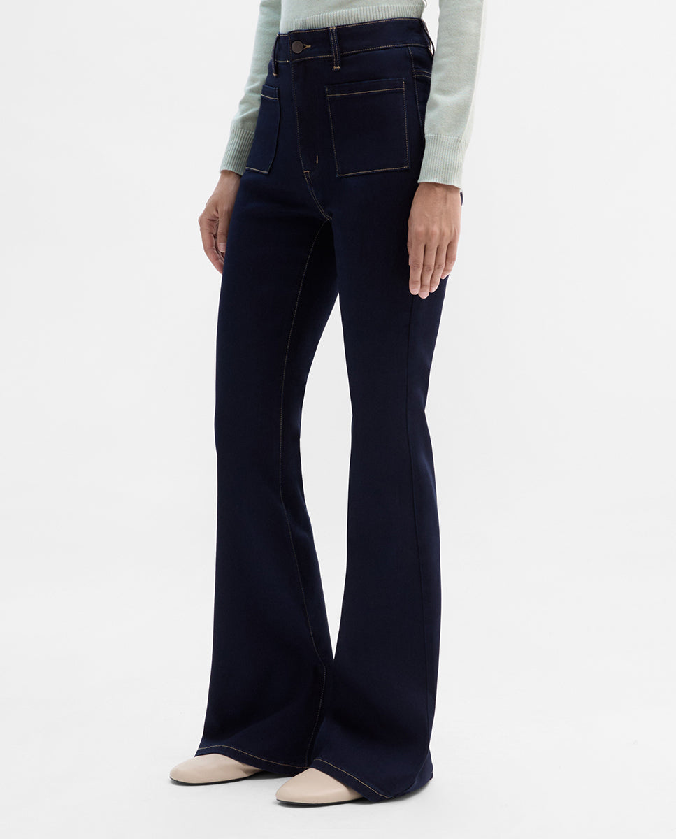 Denim pants with patch pockets