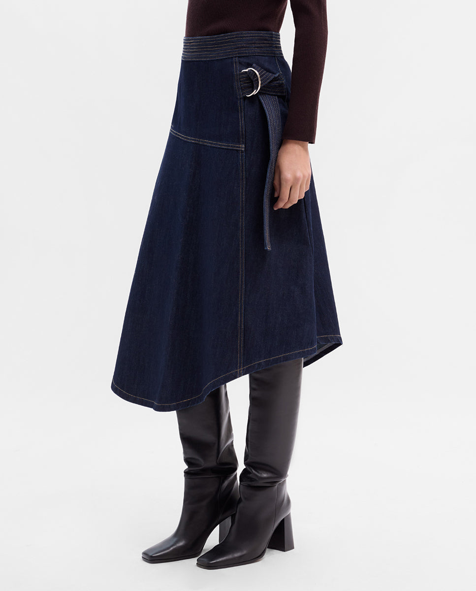 Falda denim pespuntes