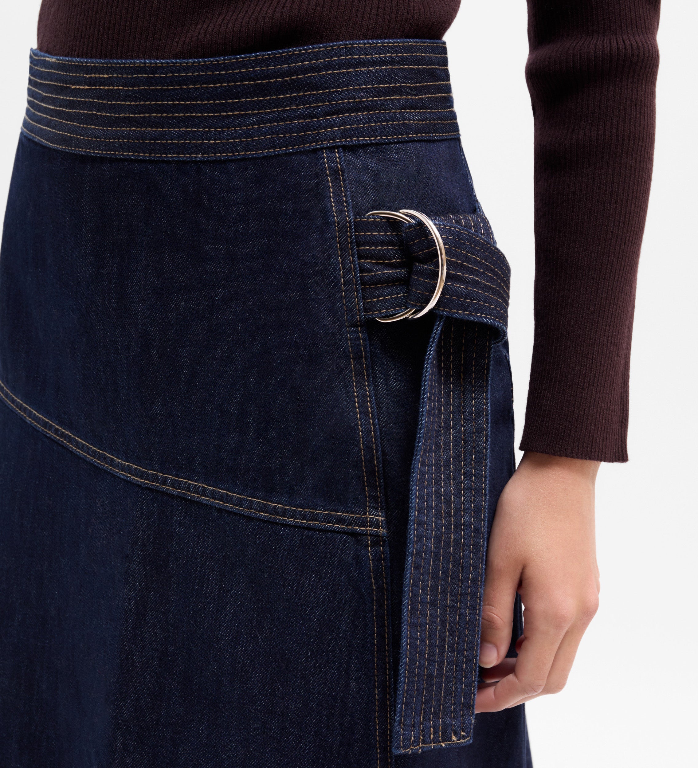 Falda denim pespuntes