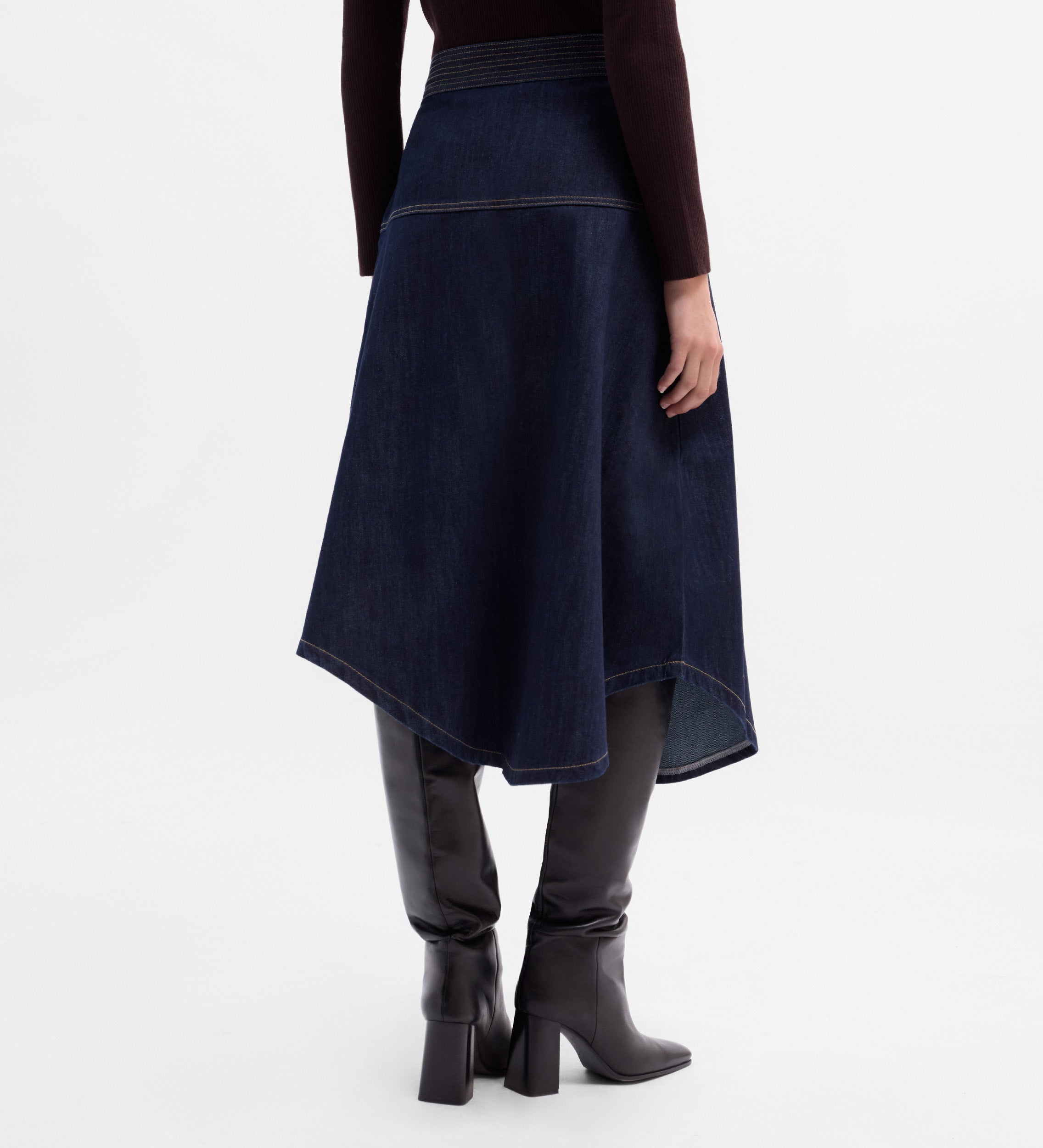 Falda denim pespuntes