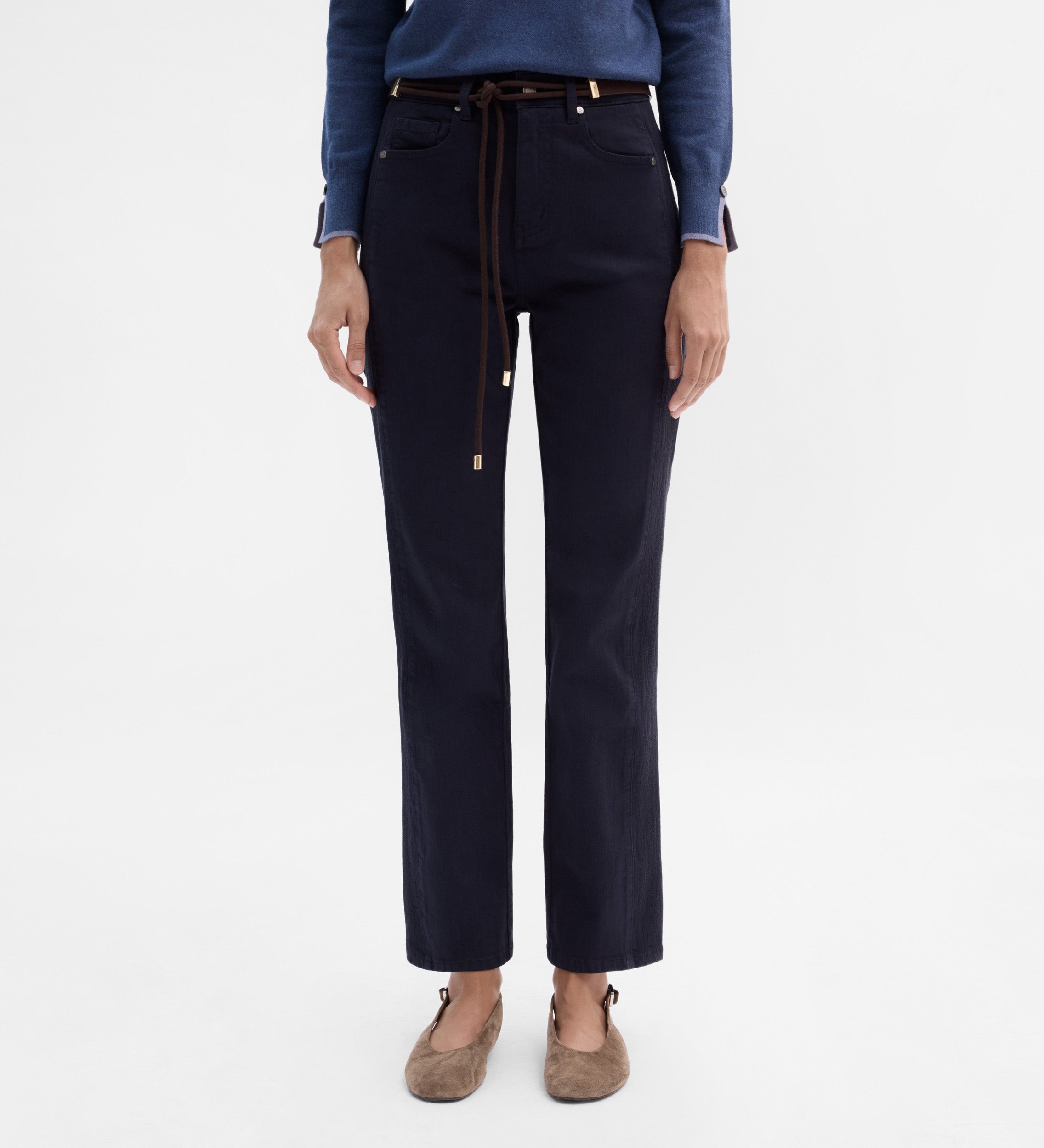 Slim pants side embroidery