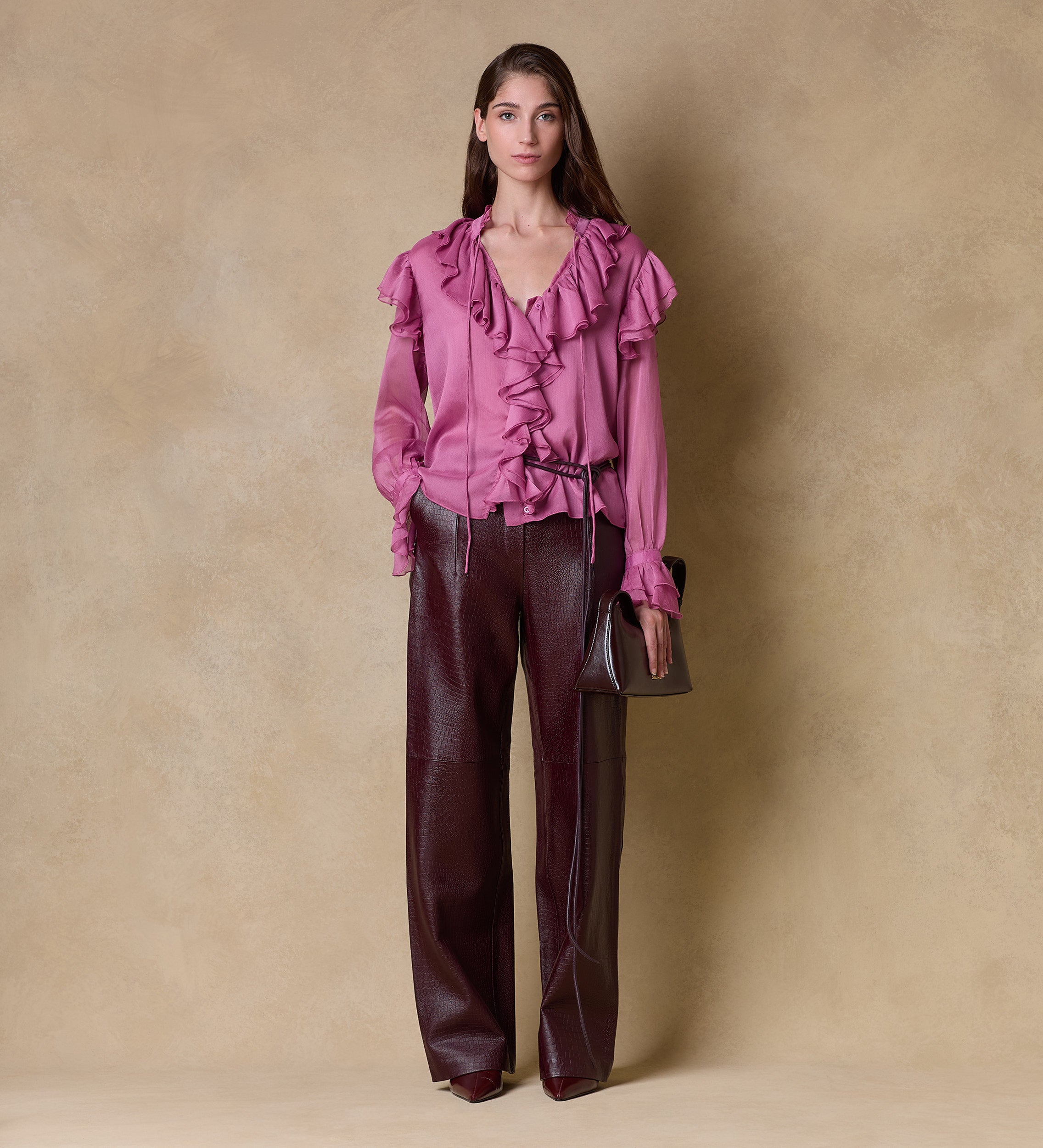 Embossed leather pants